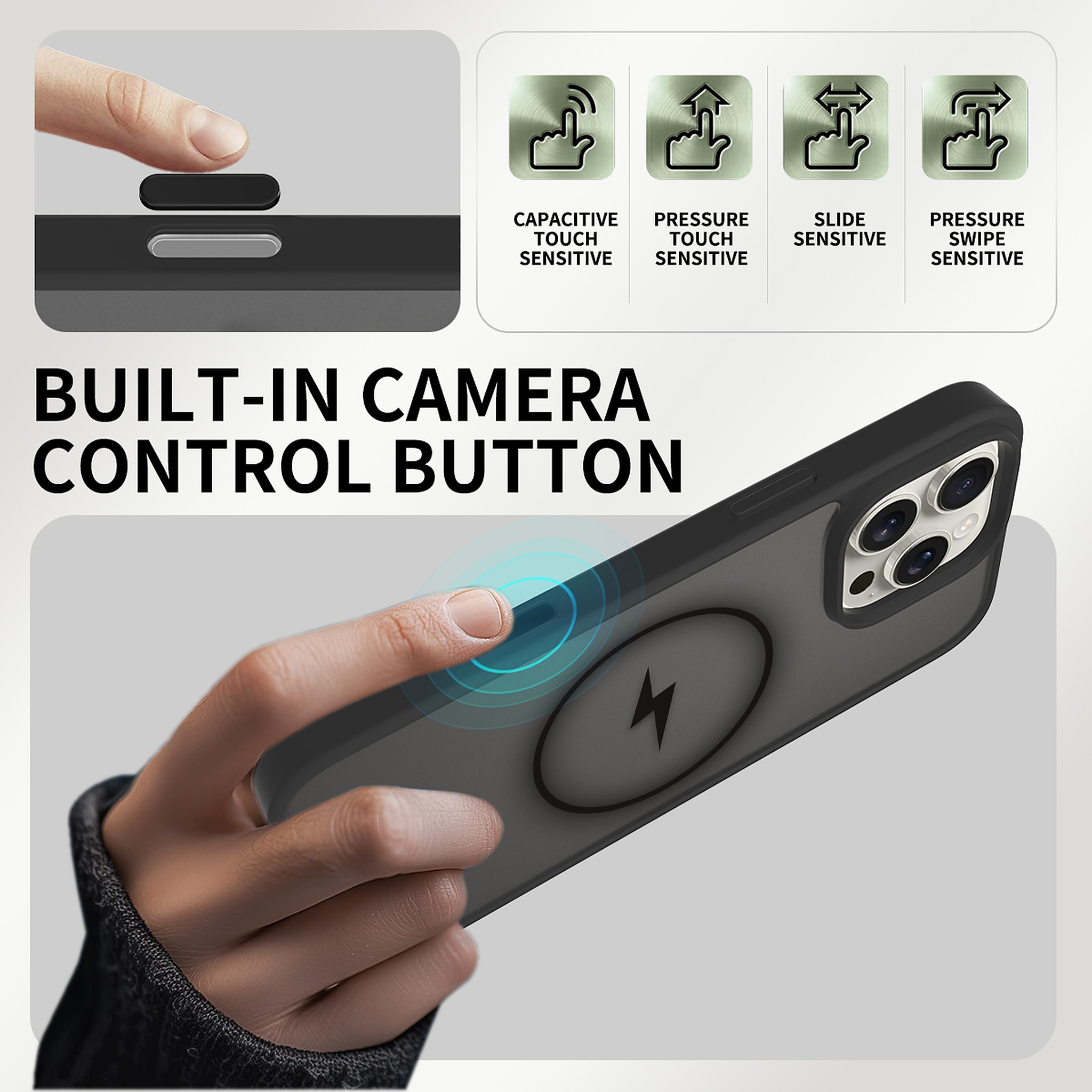 SendaFit Matte Skin-Feel Camera-Button Two-in-One MagSafe Case for iPhone 16 Pro Max detail 7