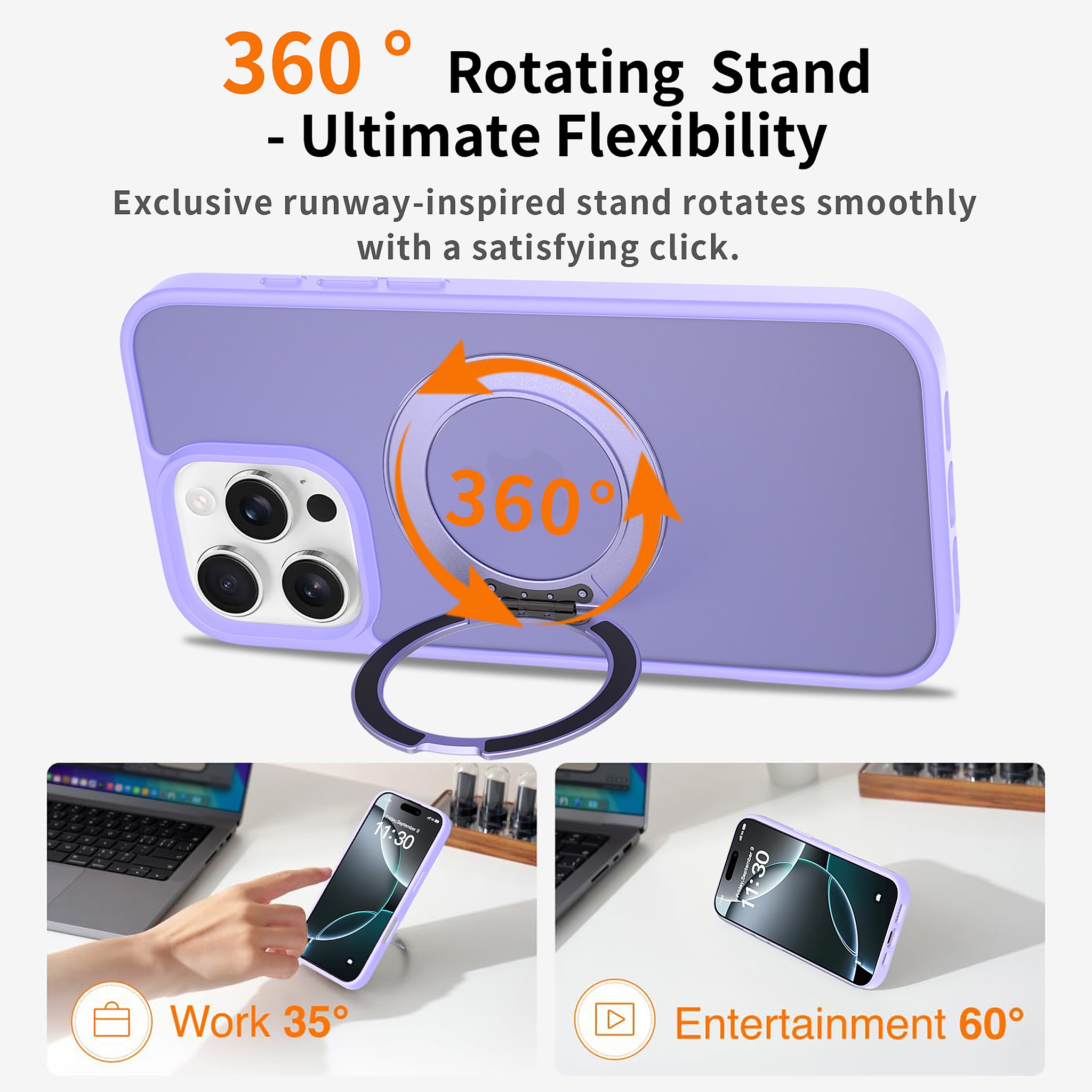 SendaFit Matte Skin-Feel 360° Stand Case for iPhone 16 Pro Max detail 17