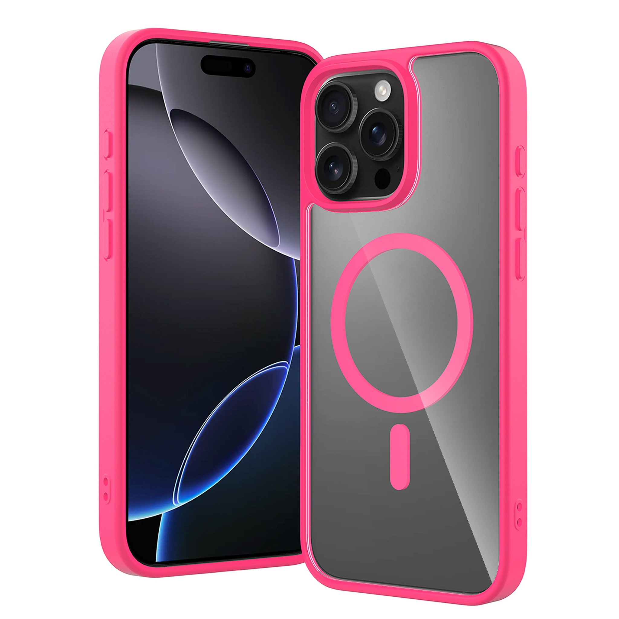 SendaFit Clear Two-in-One MagSafe Case for iPhone 16 Pro Max - Rose Red