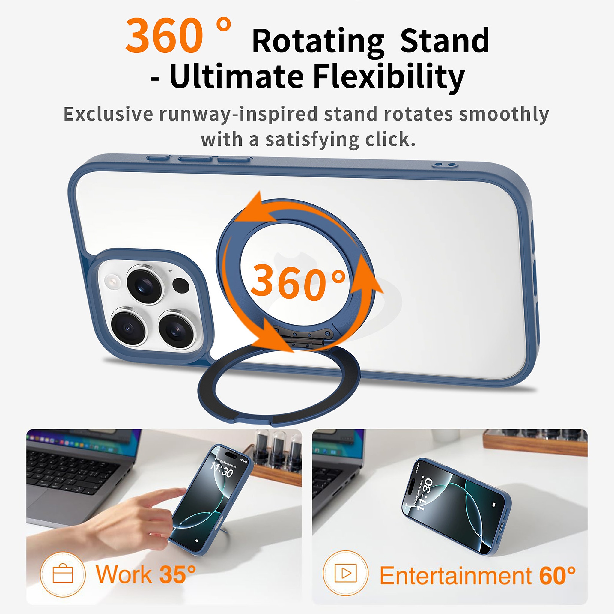 SendaFit Clear 360° Stand Case for iPhone 16 Pro Max detail 12