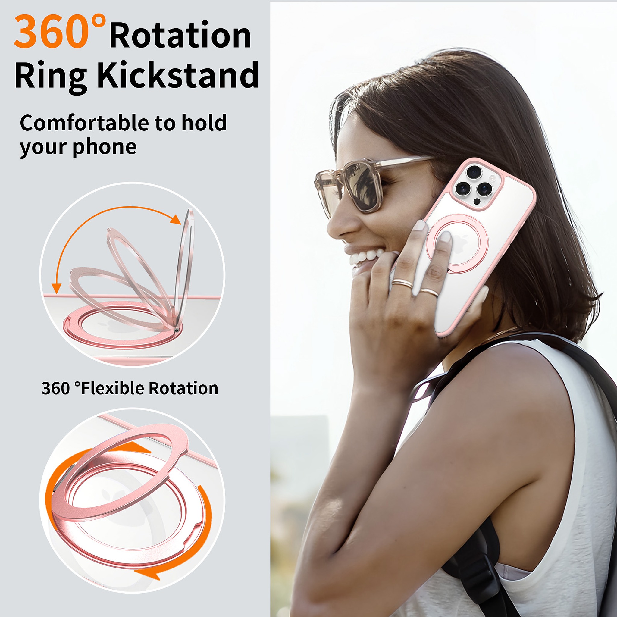 SendaFit Clear 360° Stand Case for iPhone 16 Pro Max detail 16