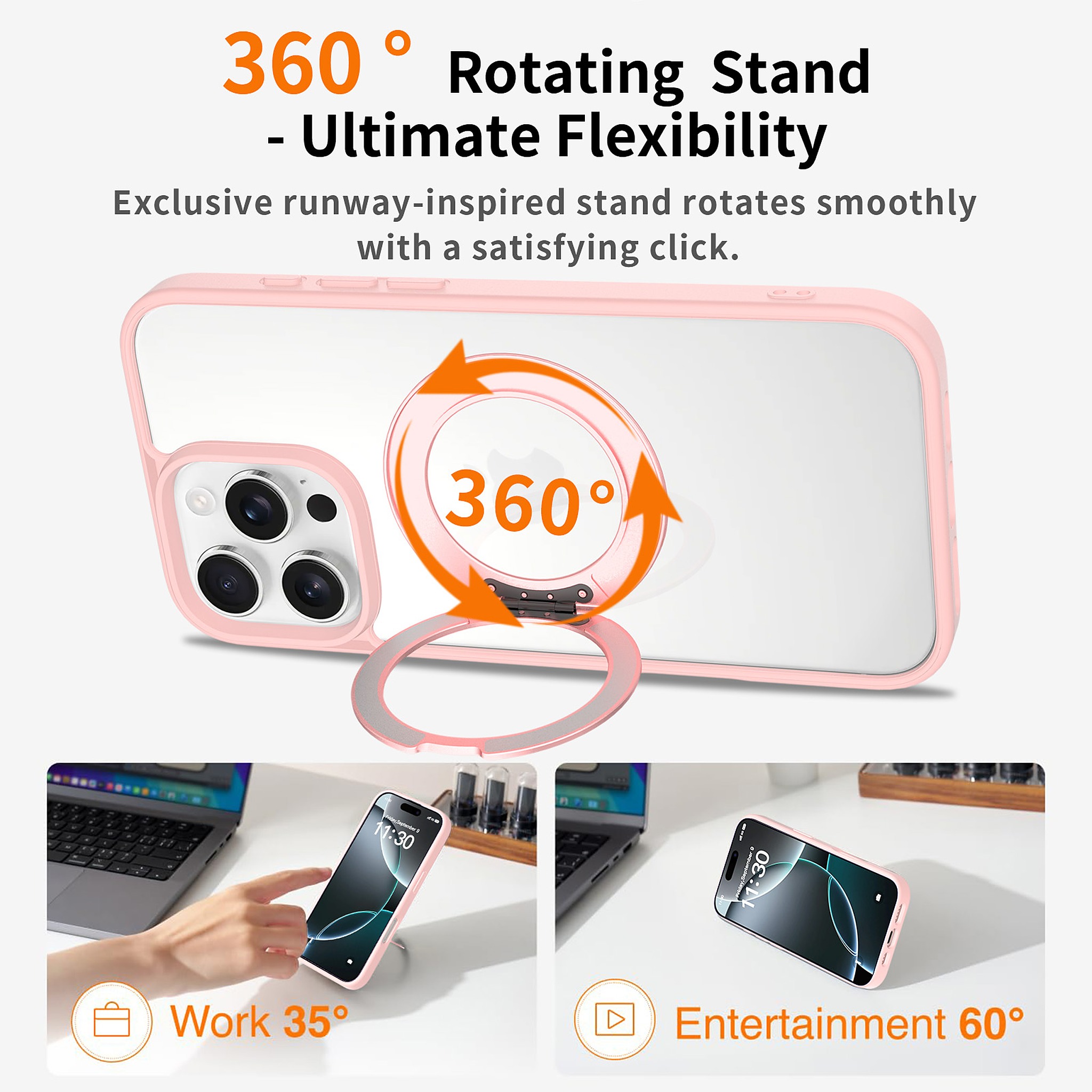 SendaFit Clear 360° Stand Case for iPhone 16 Pro Max detail 17