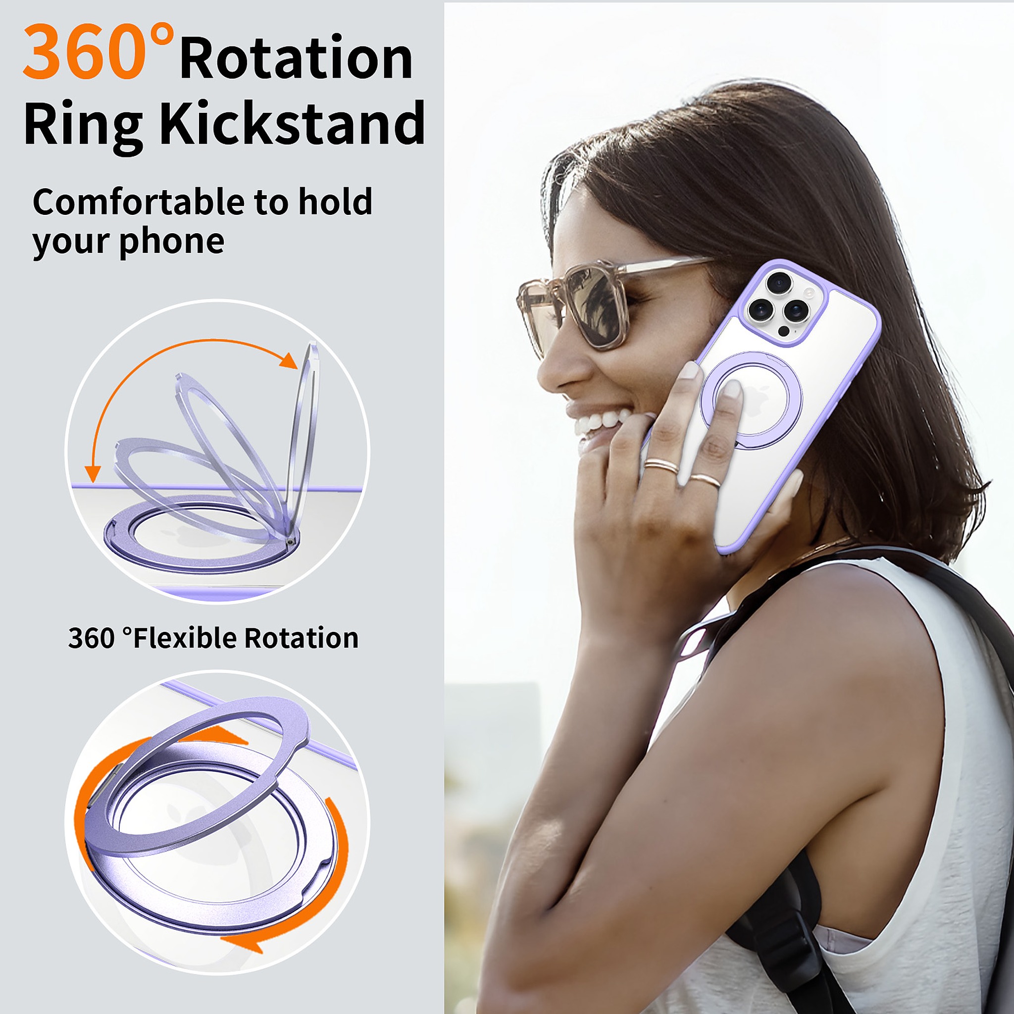 SendaFit Clear 360° Stand Case for iPhone 16 Pro Max detail 22