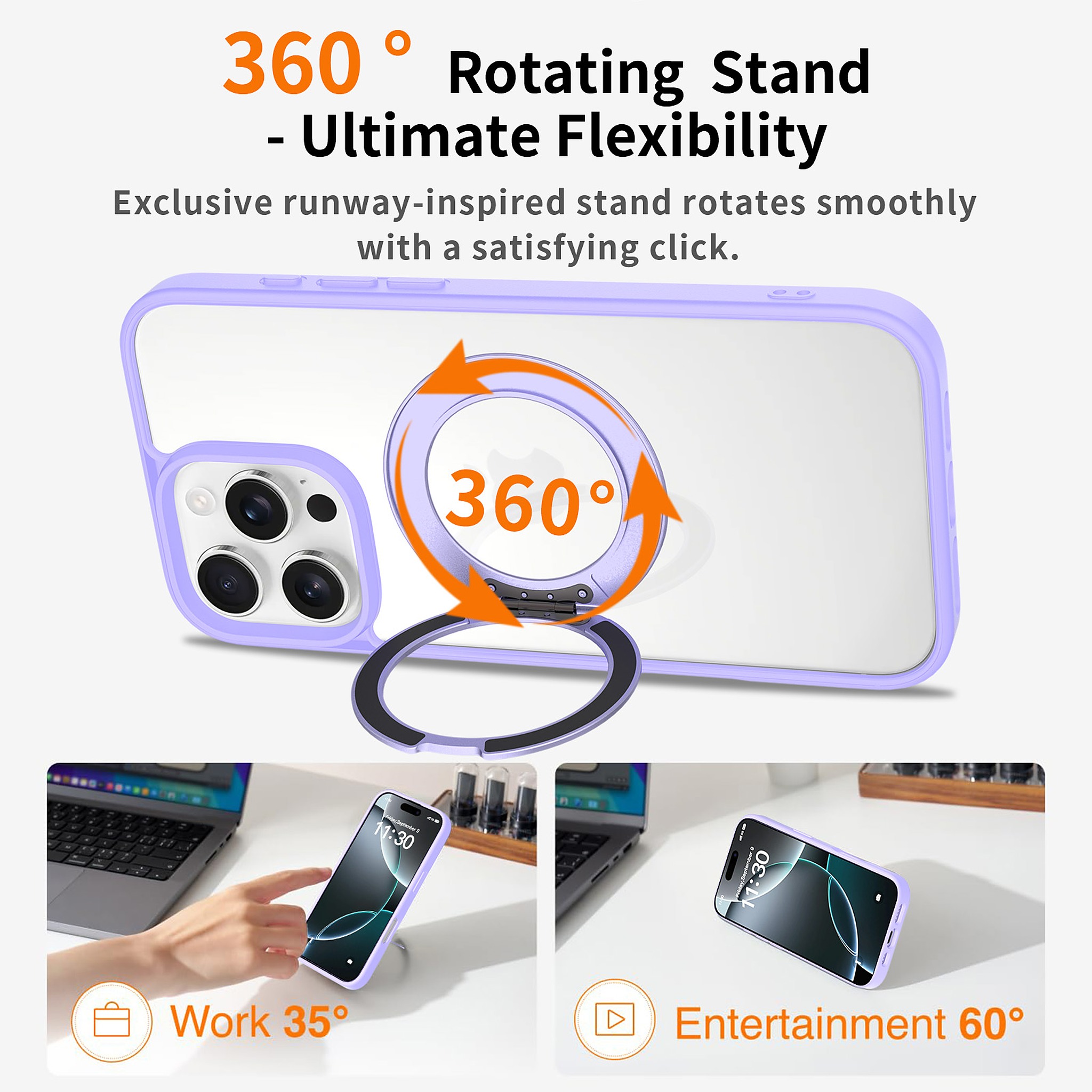 SendaFit Clear 360° Stand Case for iPhone 16 Pro Max detail 23