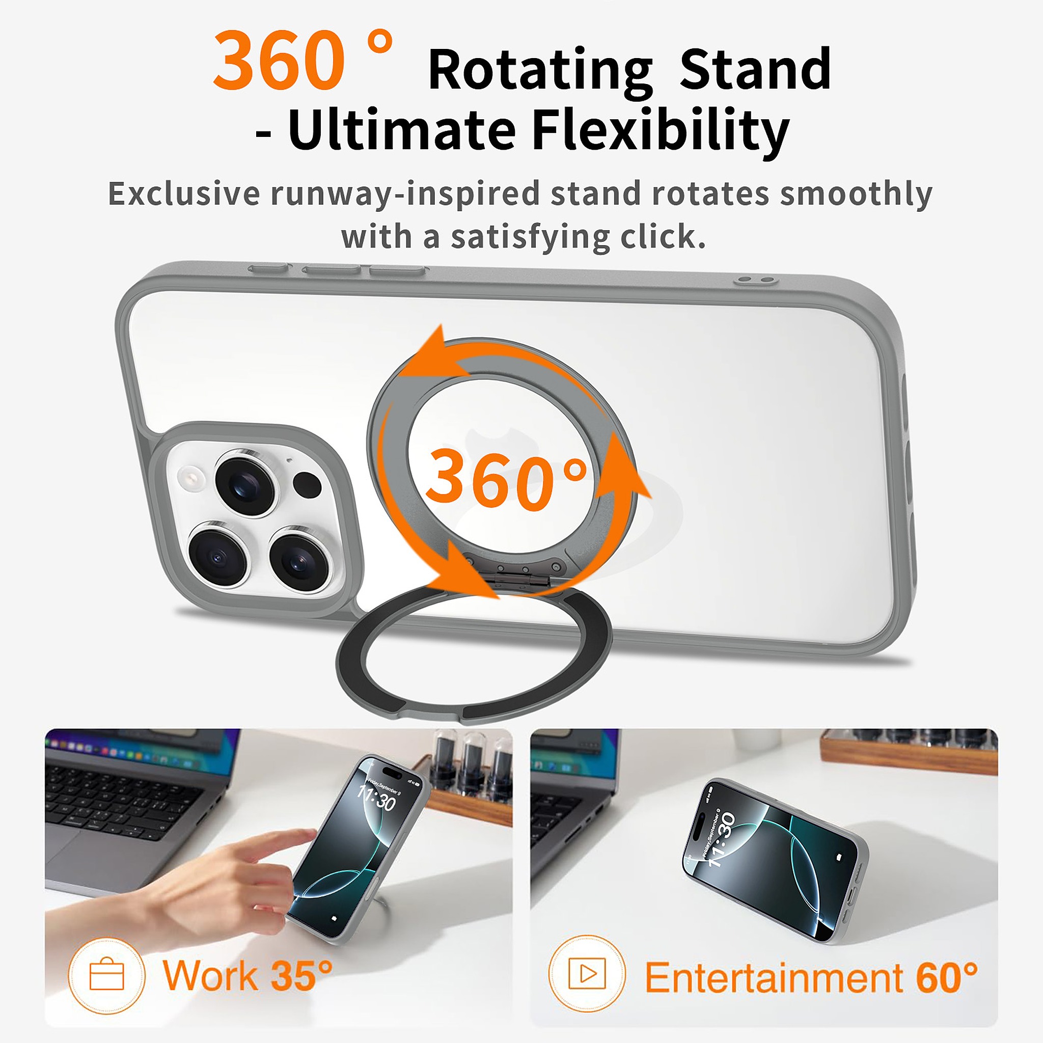 SendaFit Clear 360° Stand Case for iPhone 16 Pro Max detail 29