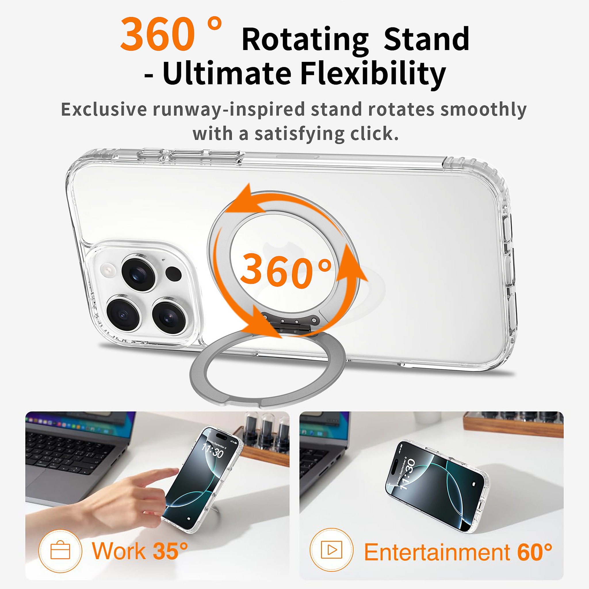 SendaFit Clear 360° Stand Case for iPhone 16 Pro Max detail 32