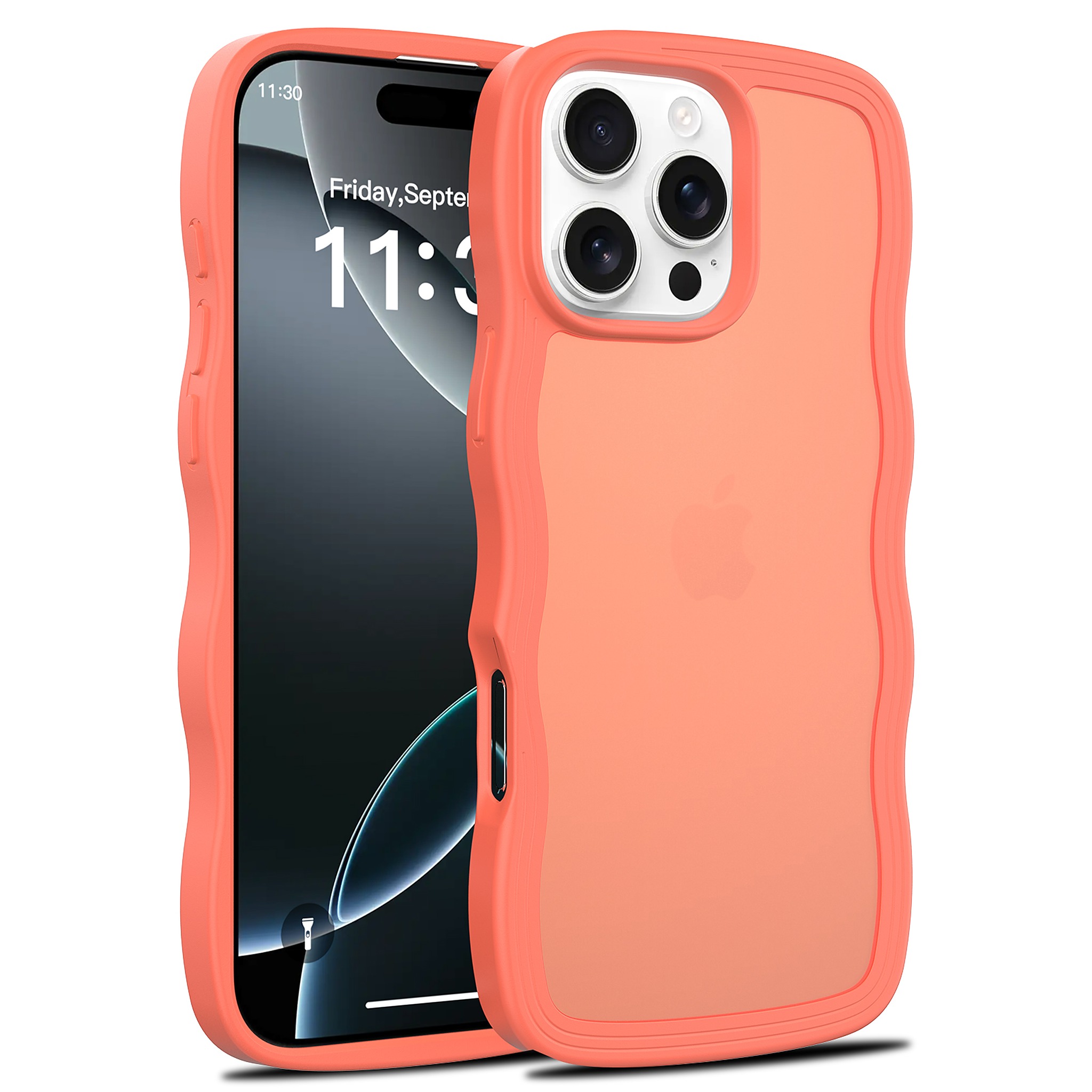 SendaFit Wavy Matte Case for iPhone 16 Pro Max (Orange Accent) - Orange