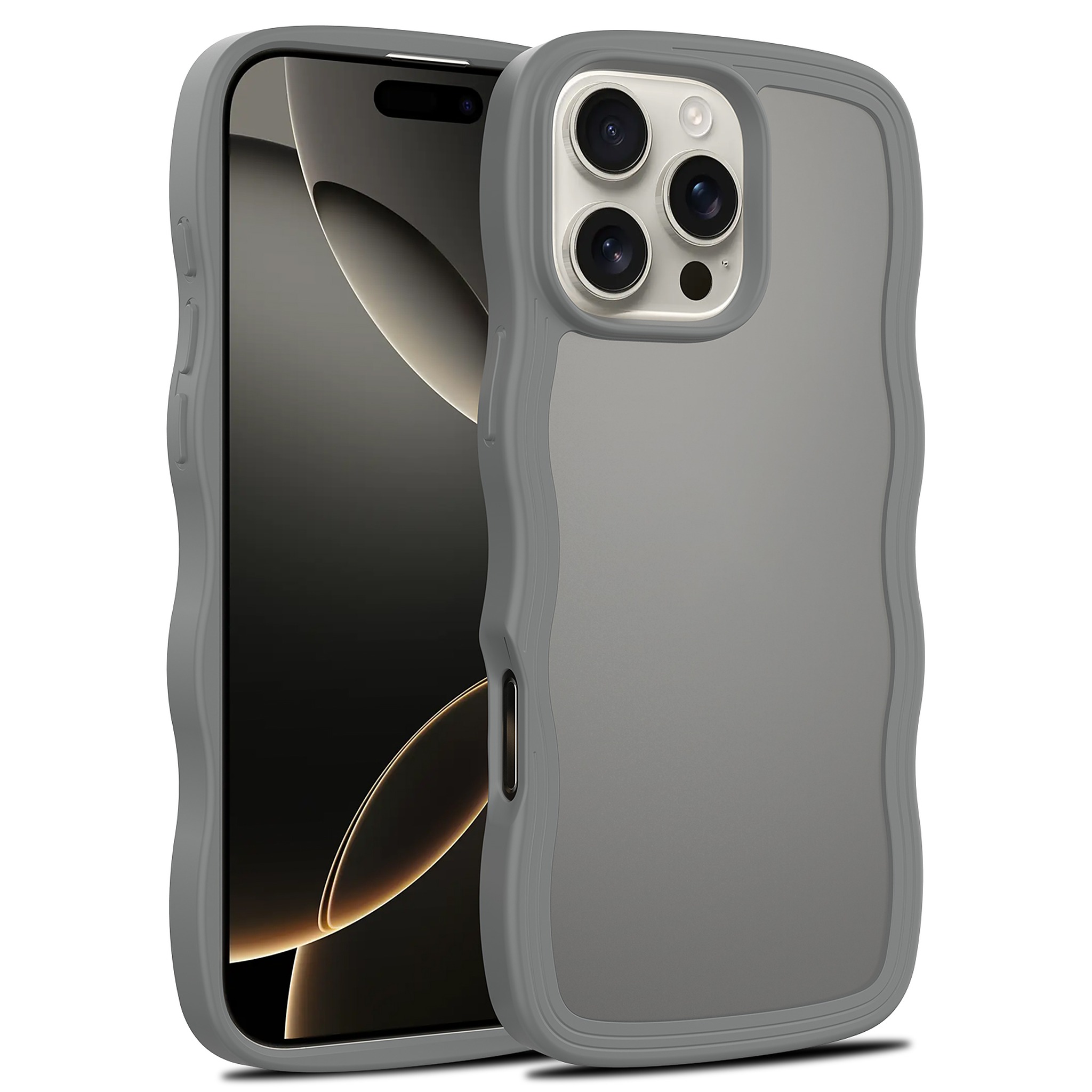 SendaFit Wavy Matte Case for iPhone 16 Pro Max (Orange Accent) - Dark Gray