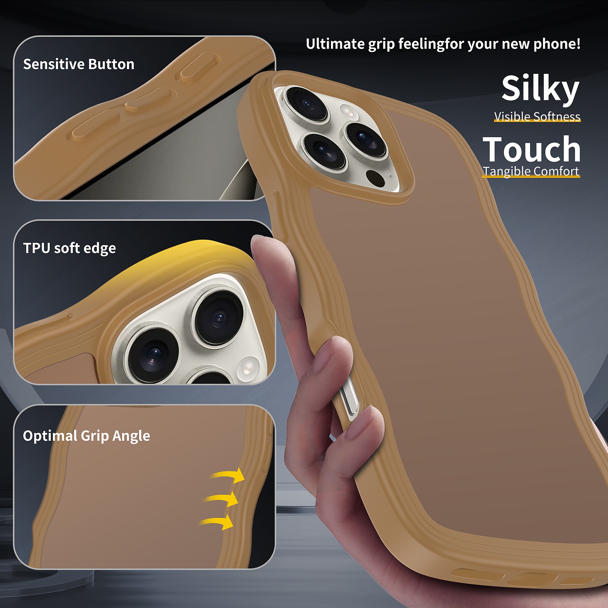 SendaFit Wavy Matte Case for iPhone 16 Pro Max (Orange Accent) detail 24