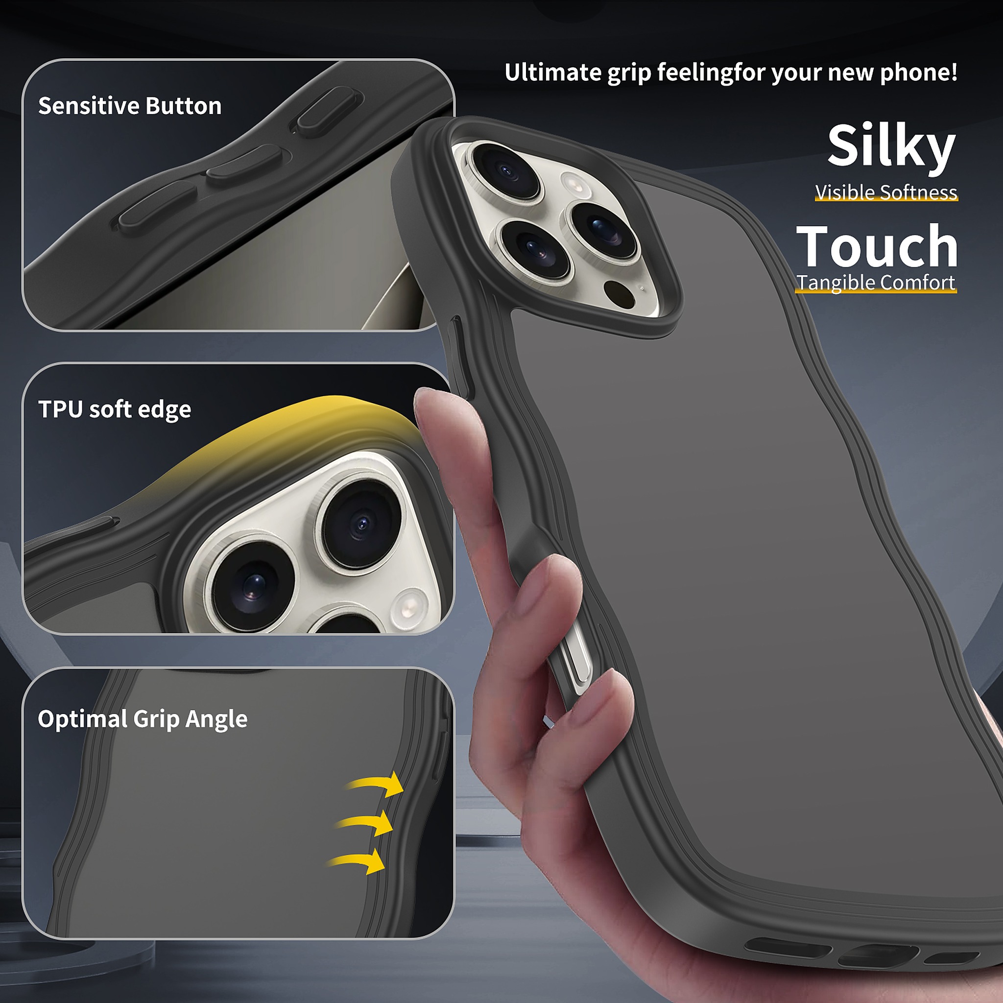 SendaFit Wavy Matte Case for iPhone 16 Pro Max (Orange Accent) detail 9