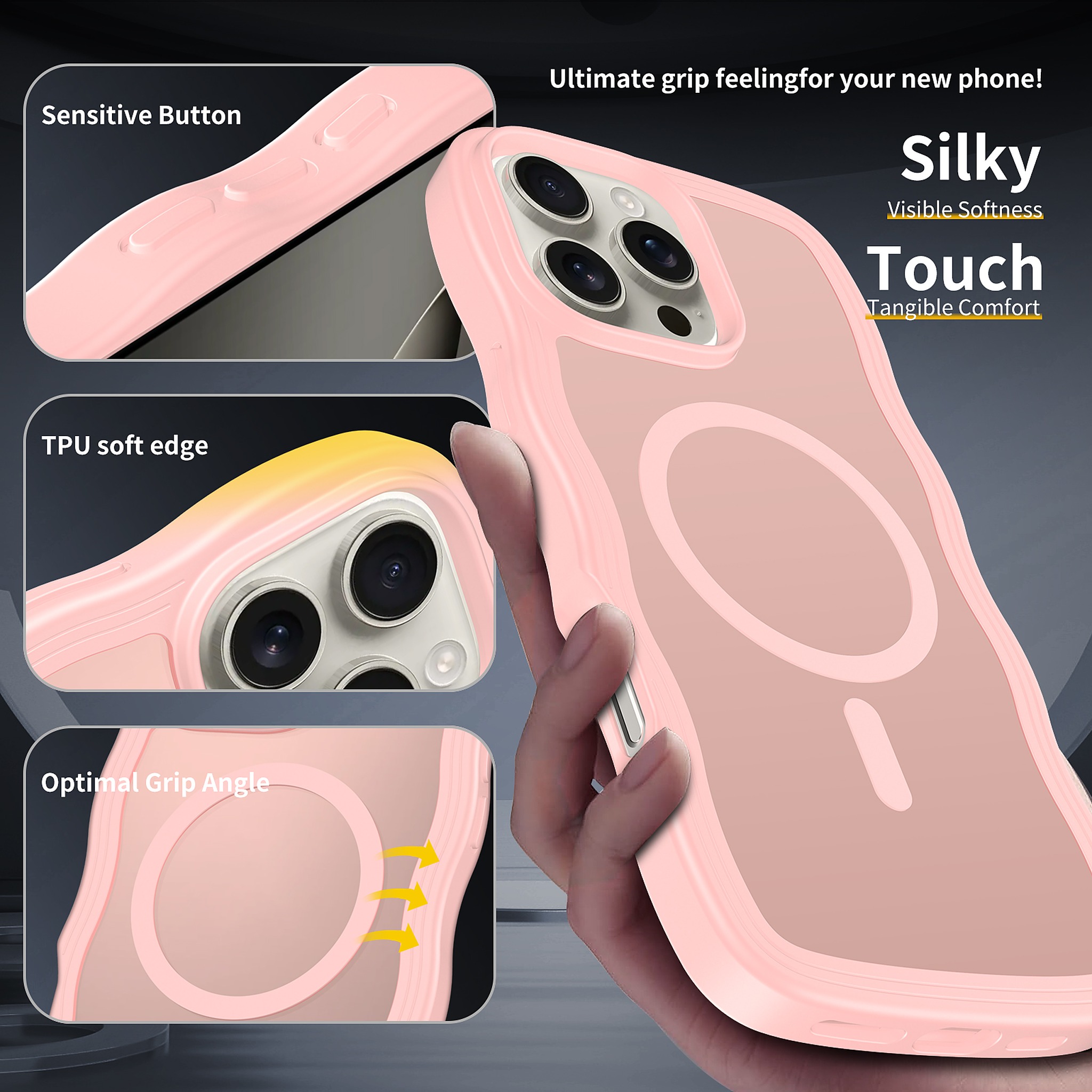 SendaFit Wavy Matte MagSafe Case for iPhone 16 Pro Max (Orange Accent) detail 11