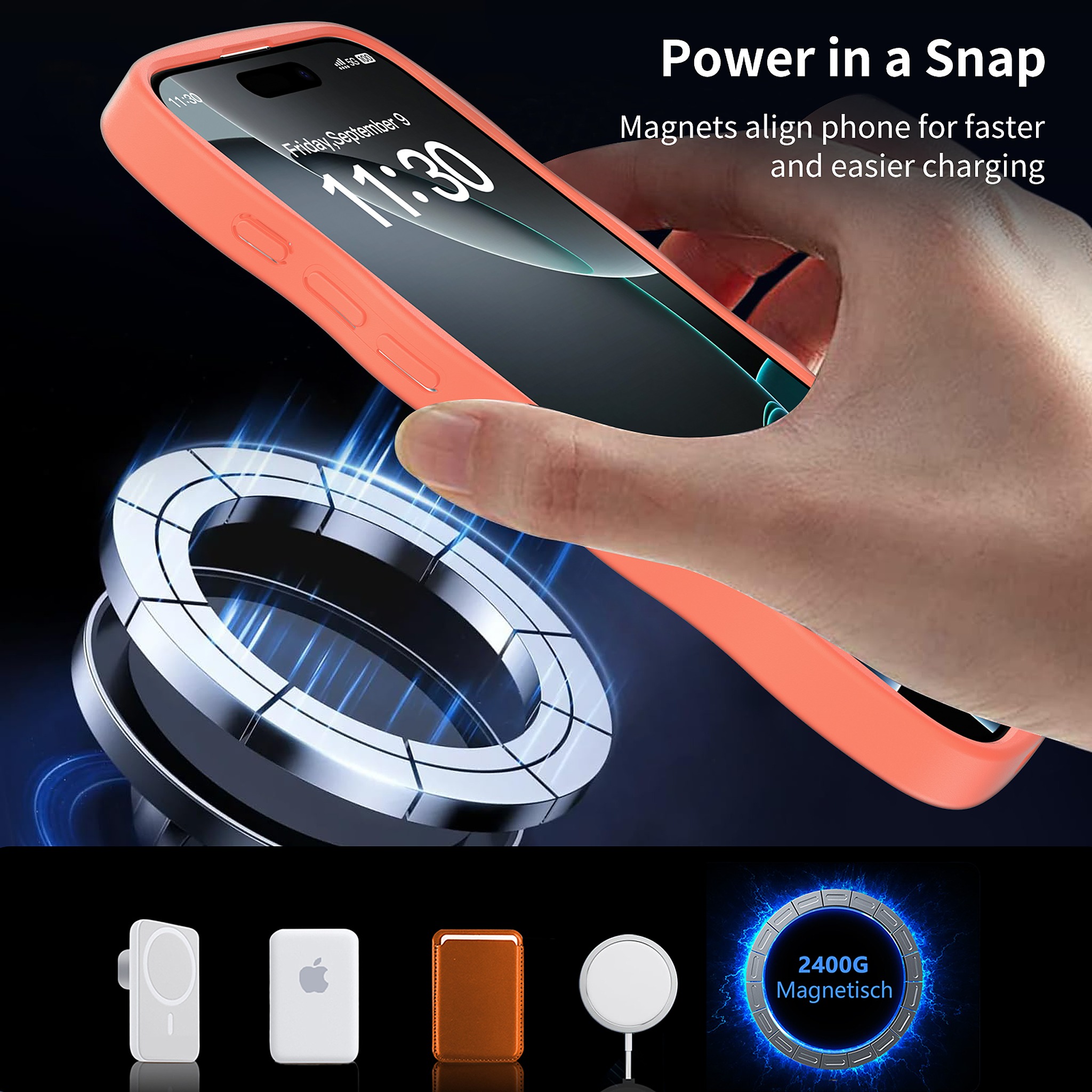 SendaFit Wavy Matte MagSafe Case for iPhone 16 Pro Max (Orange Accent) detail 24