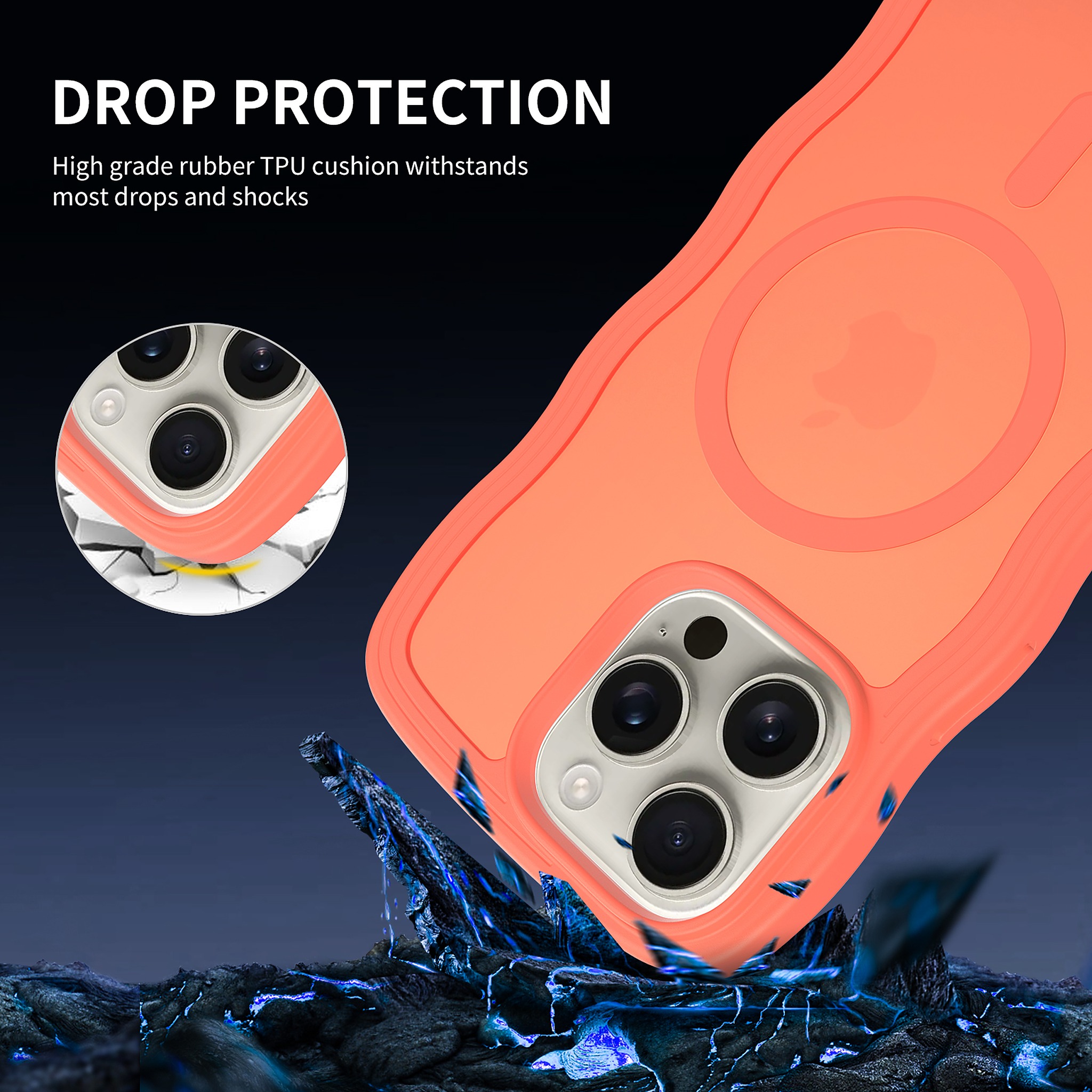 SendaFit Wavy Matte MagSafe Case for iPhone 16 Pro Max (Orange Accent) detail 25