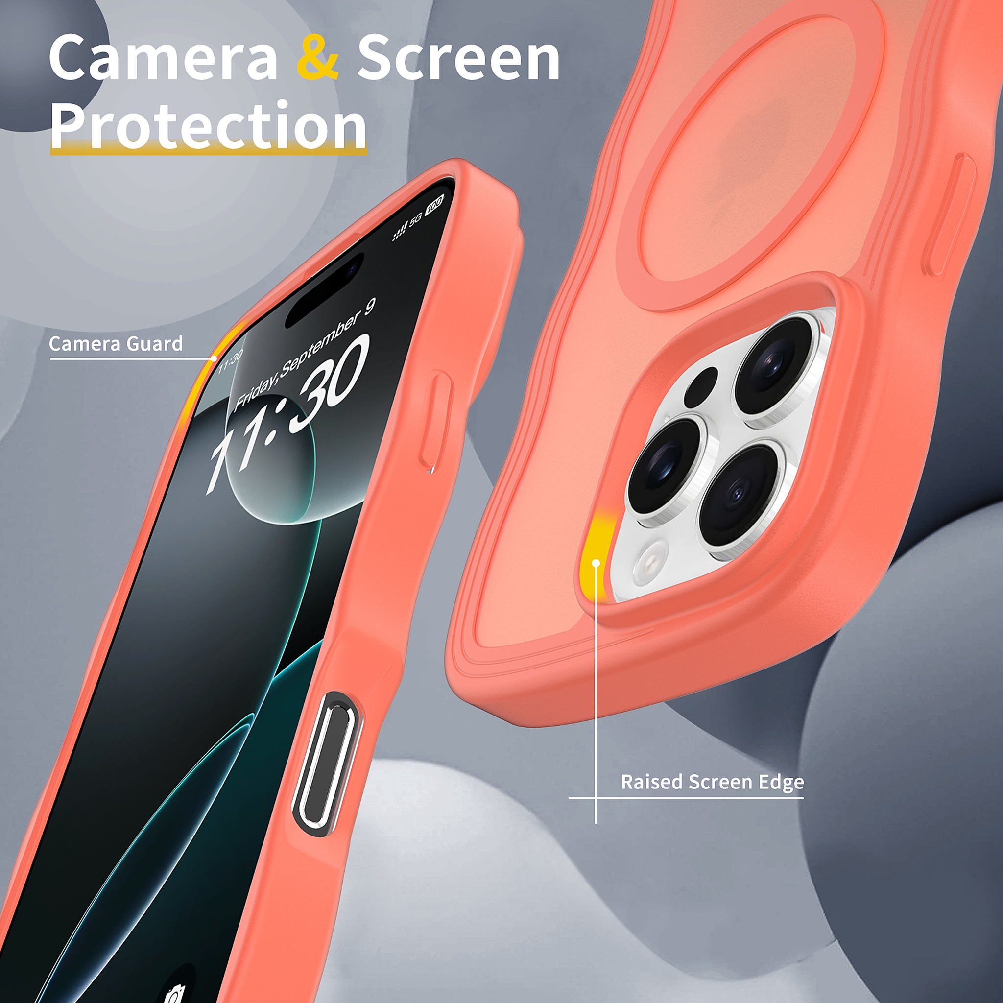 SendaFit Wavy Matte MagSafe Case for iPhone 16 Pro Max (Orange Accent) detail 26