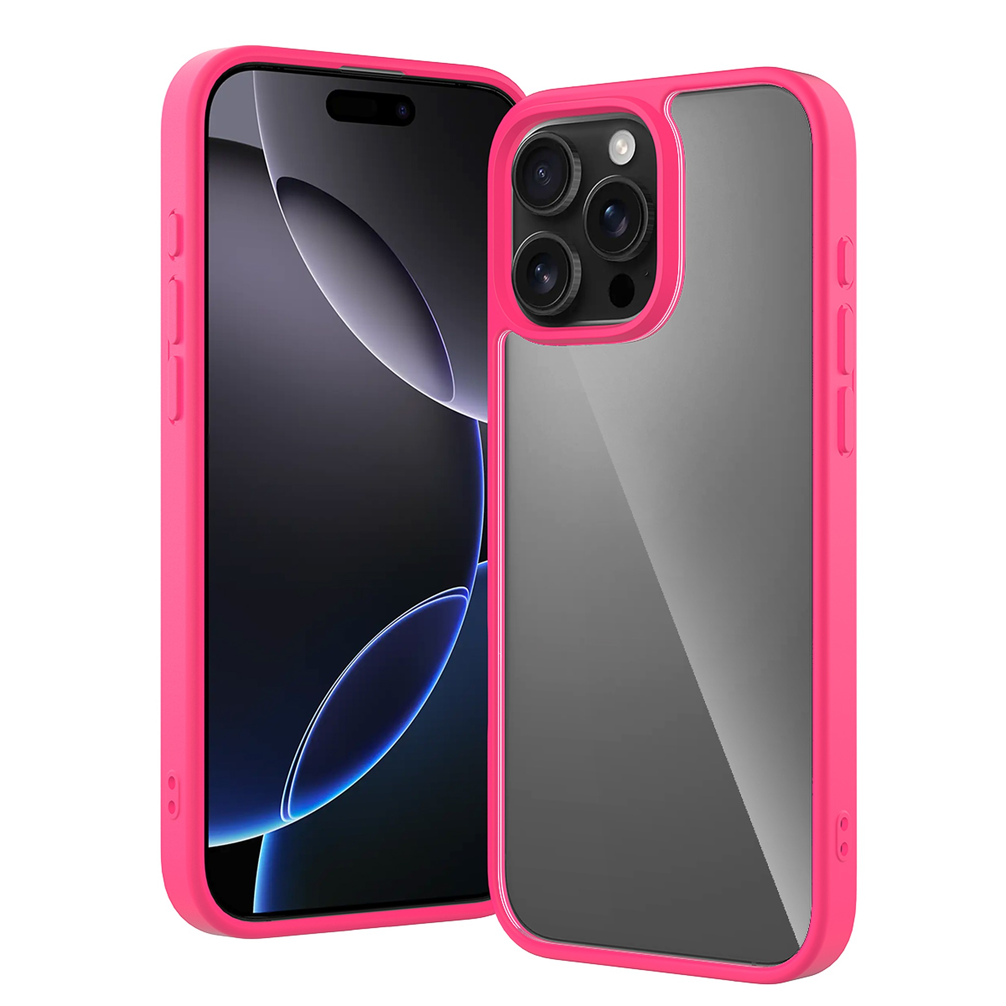 SendaFit Clear Two-in-One Case for iPhone 16 Pro Max - Rose Red