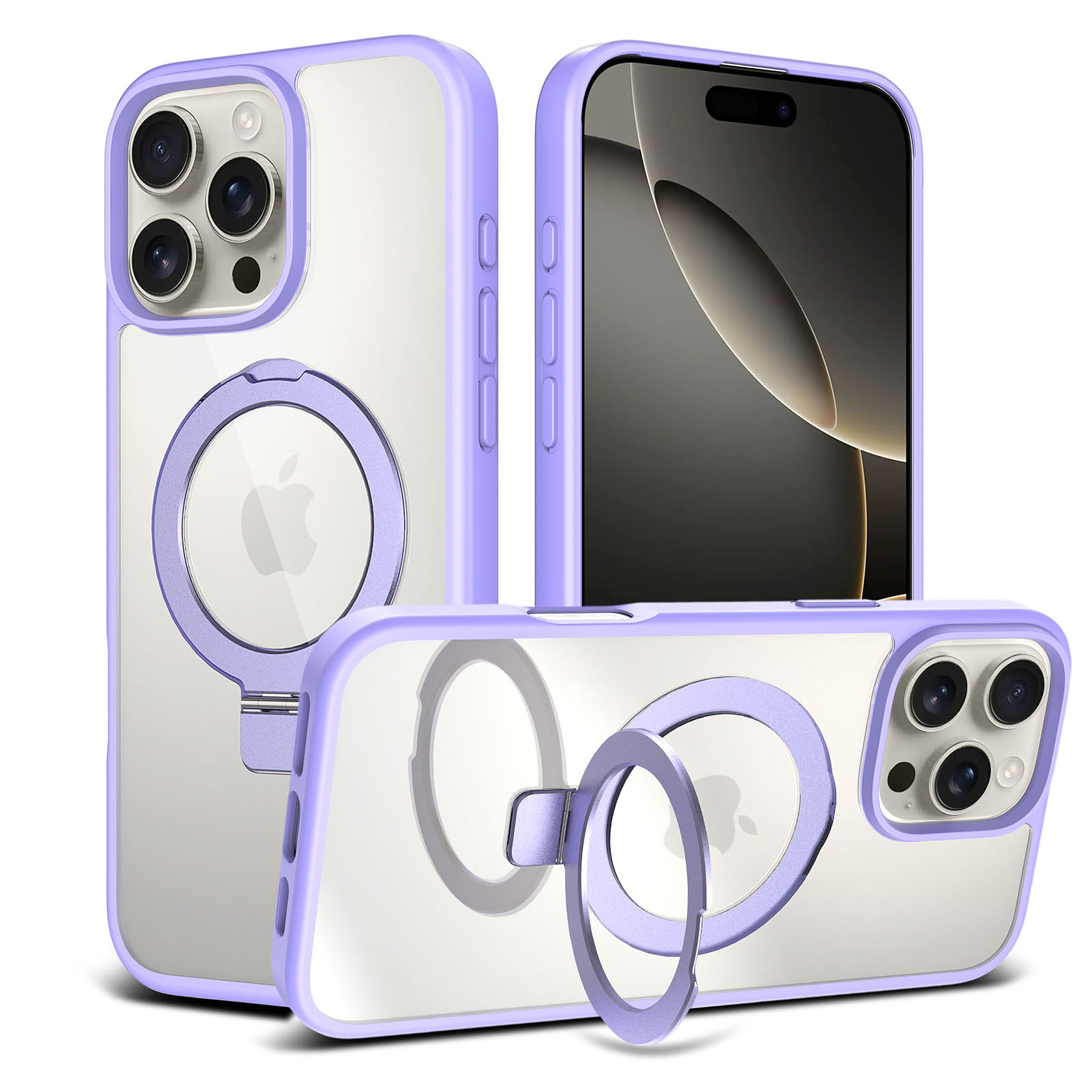 SendaFit Clear Racket-Stand Case for iPhone 16 Pro Max - Light Purple