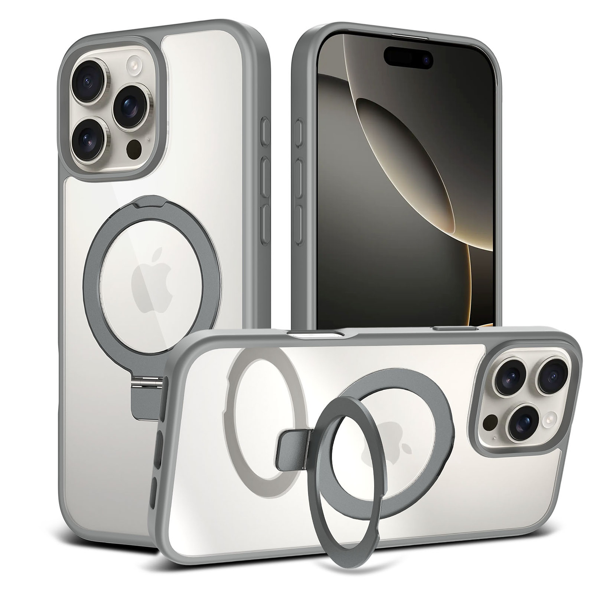 SendaFit Clear Racket-Stand Case for iPhone 16 Pro Max - Dark Gray