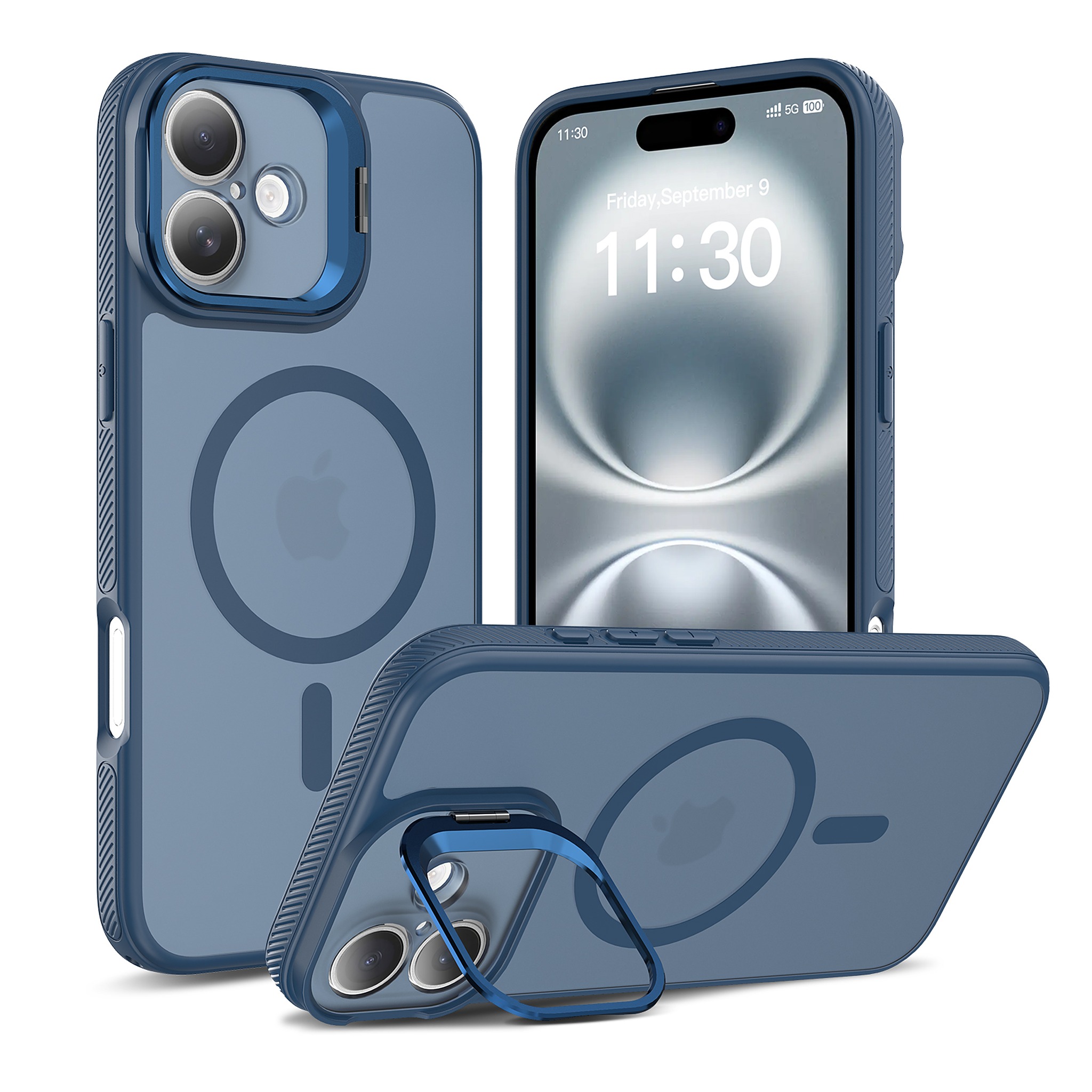 SendaFit Precise-Cutout Camera Stand MagSafe Case for iPhone 16 Plus - Royal Blue