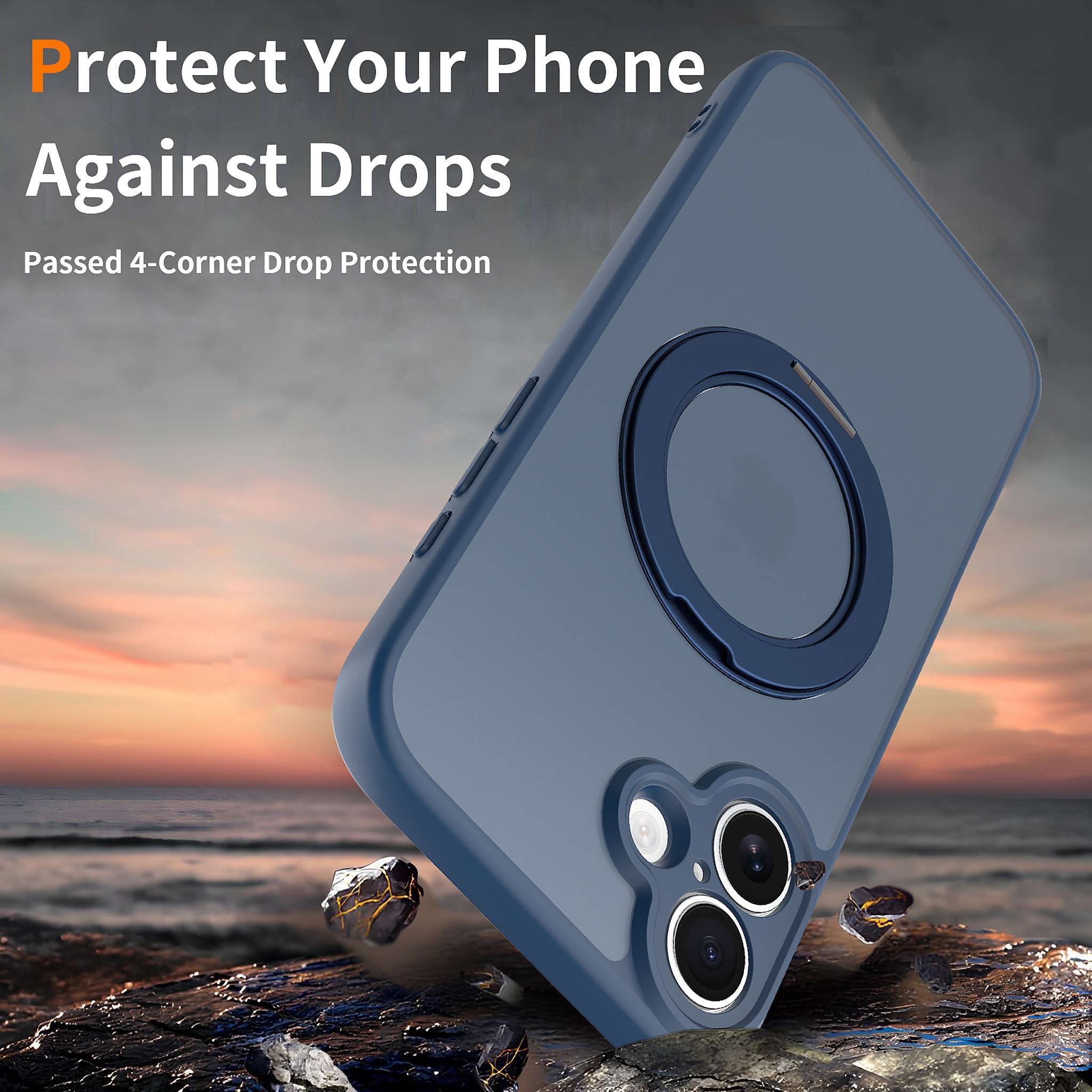 SendaFit Precise-Cutout Matte Skin-Feel 360° Stand Case for iPhone 16 Plus detail 1