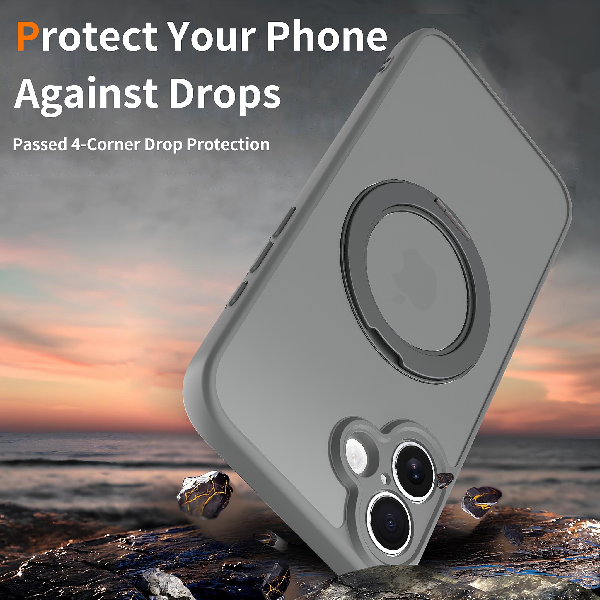 SendaFit Precise-Cutout Matte Skin-Feel 360° Stand Case for iPhone 16 Plus detail 2