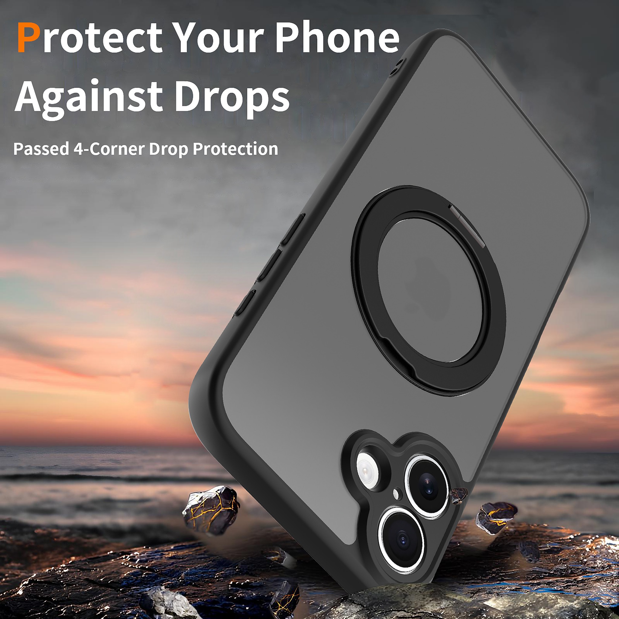 SendaFit Precise-Cutout Matte Skin-Feel 360° Stand Case for iPhone 16 Plus detail 3