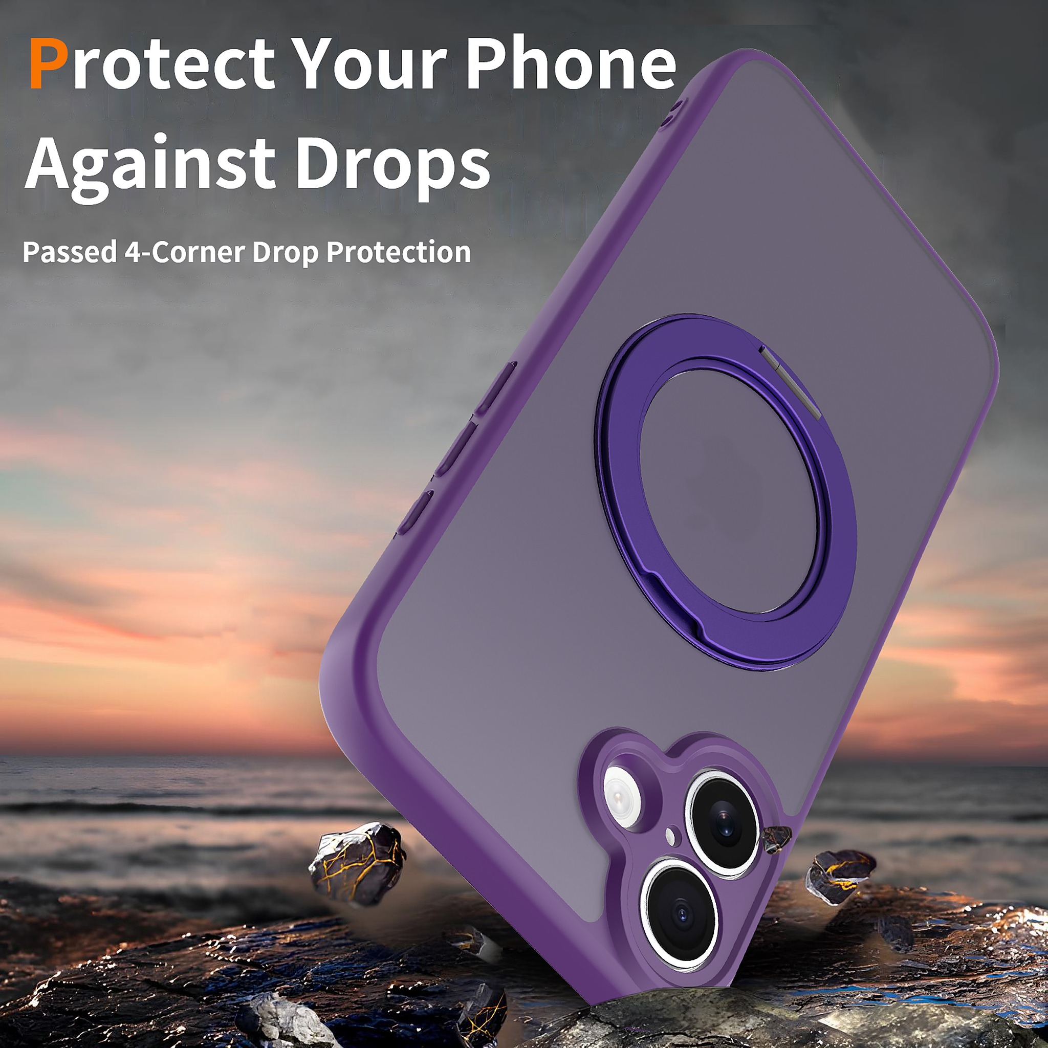 SendaFit Precise-Cutout Matte Skin-Feel 360° Stand Case for iPhone 16 Plus detail 4
