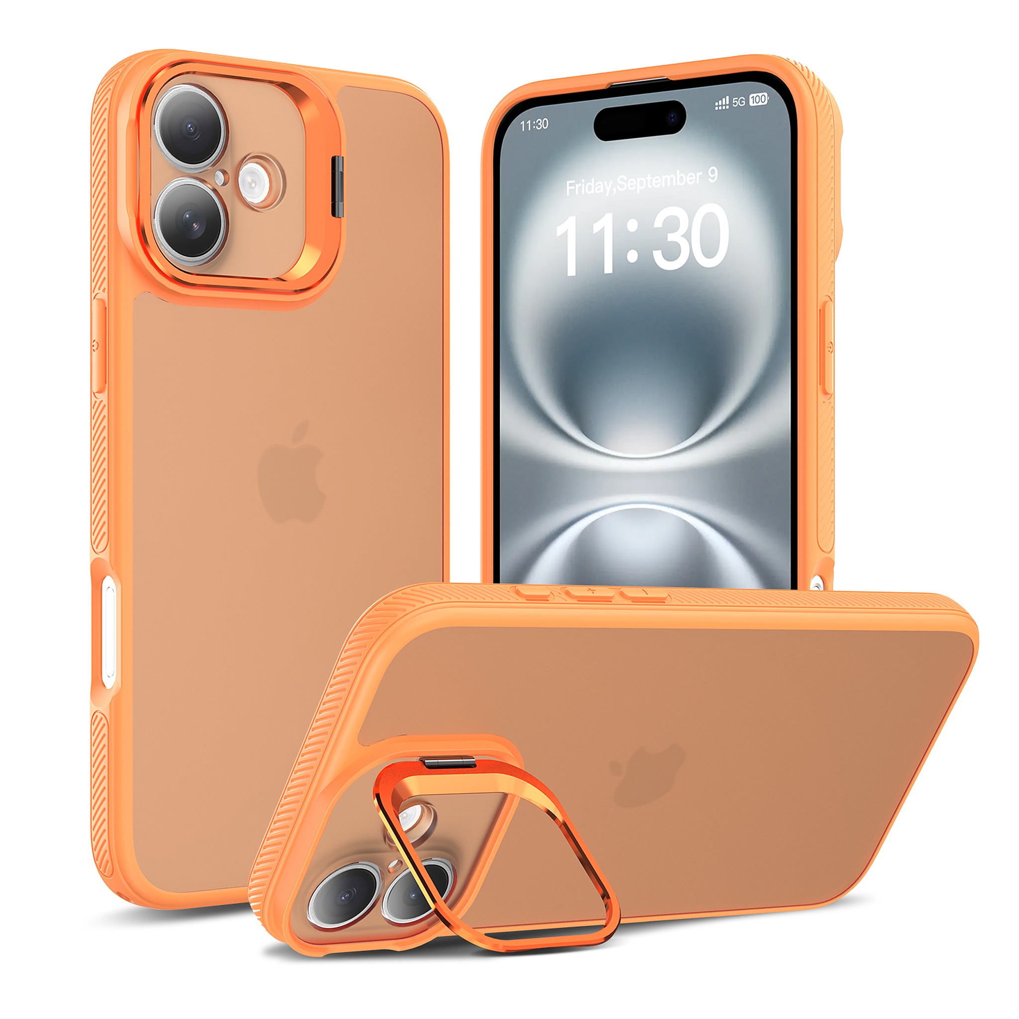 SendaFit Precise-Cutout Camera Stand Case for iPhone 16 Plus - Orange