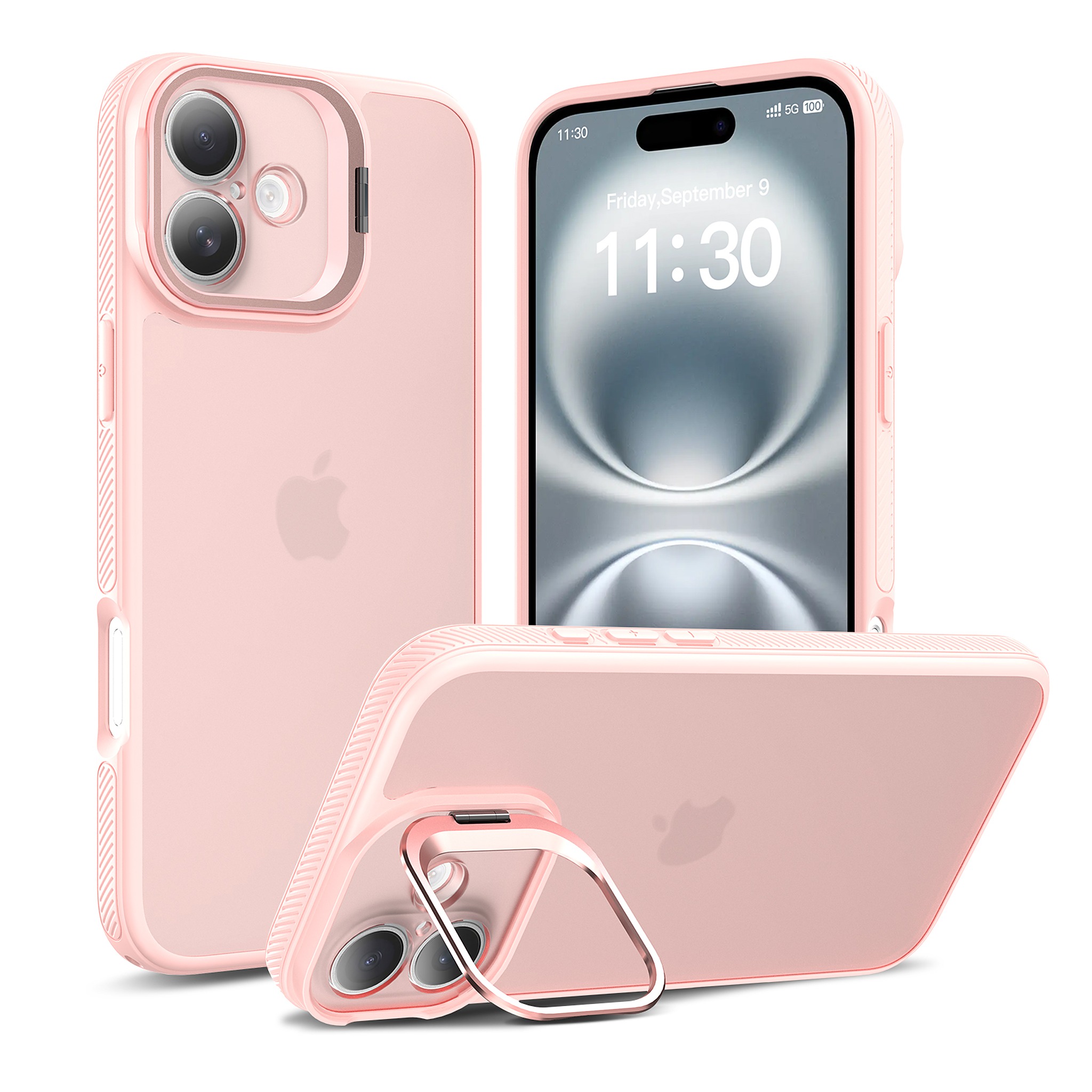SendaFit Precise-Cutout Camera Stand Case for iPhone 16 Plus - Light Pink