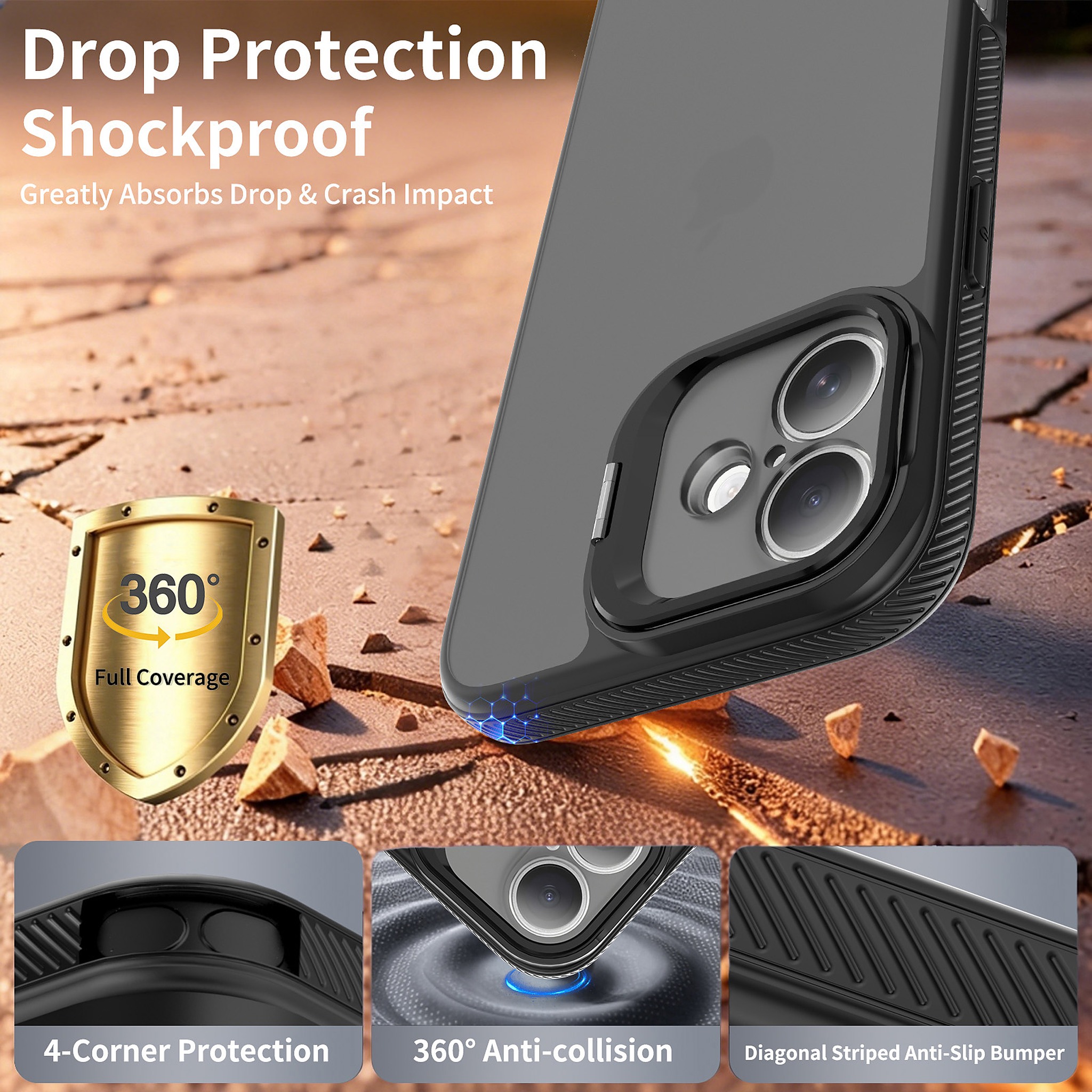 SendaFit Precise-Cutout Camera Stand Case for iPhone 16 Plus detail 4