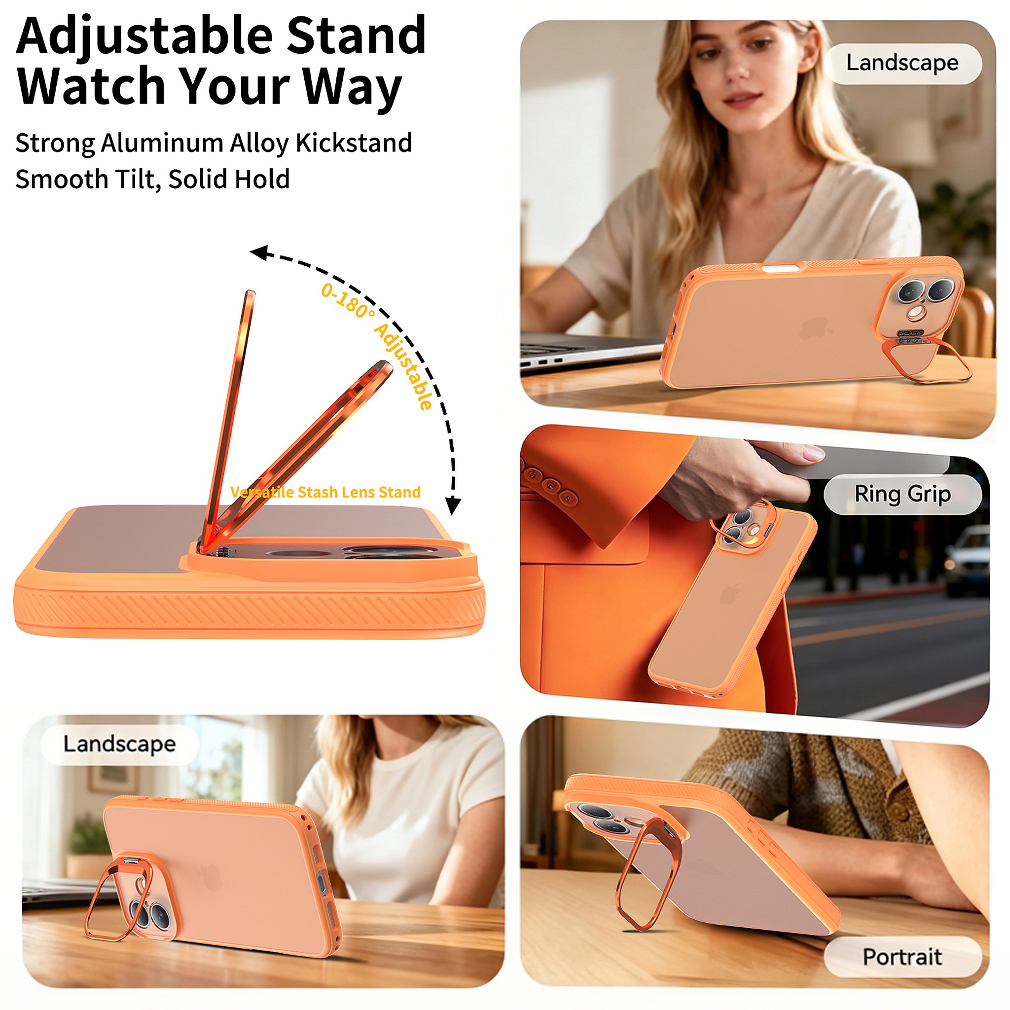 SendaFit Precise-Cutout Camera Stand Case for iPhone 16 Plus detail 5