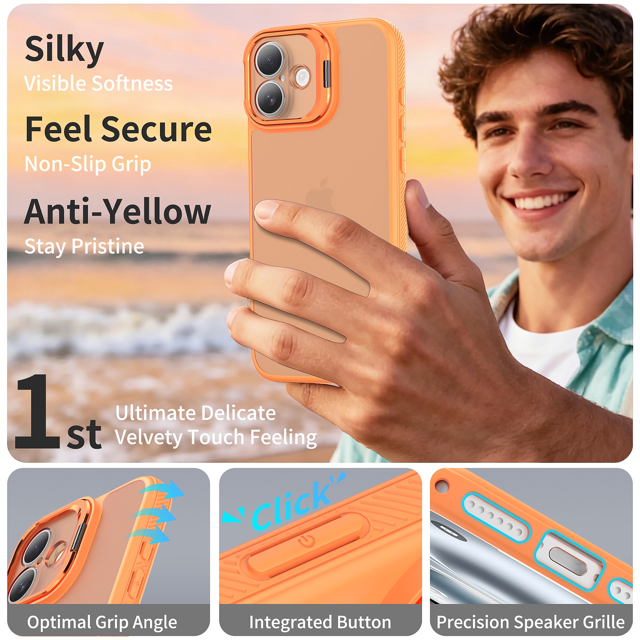 SendaFit Precise-Cutout Camera Stand Case for iPhone 16 Plus detail 7