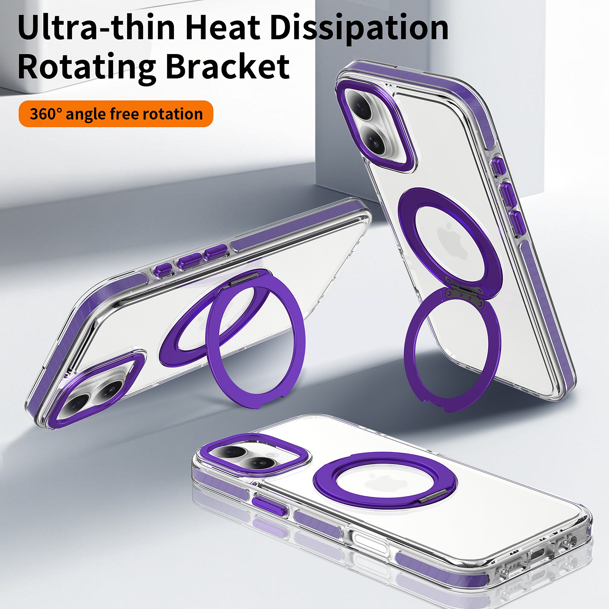 SendaFit Iridescent Clear 360° Stand Case for iPhone 16 Plus detail 10