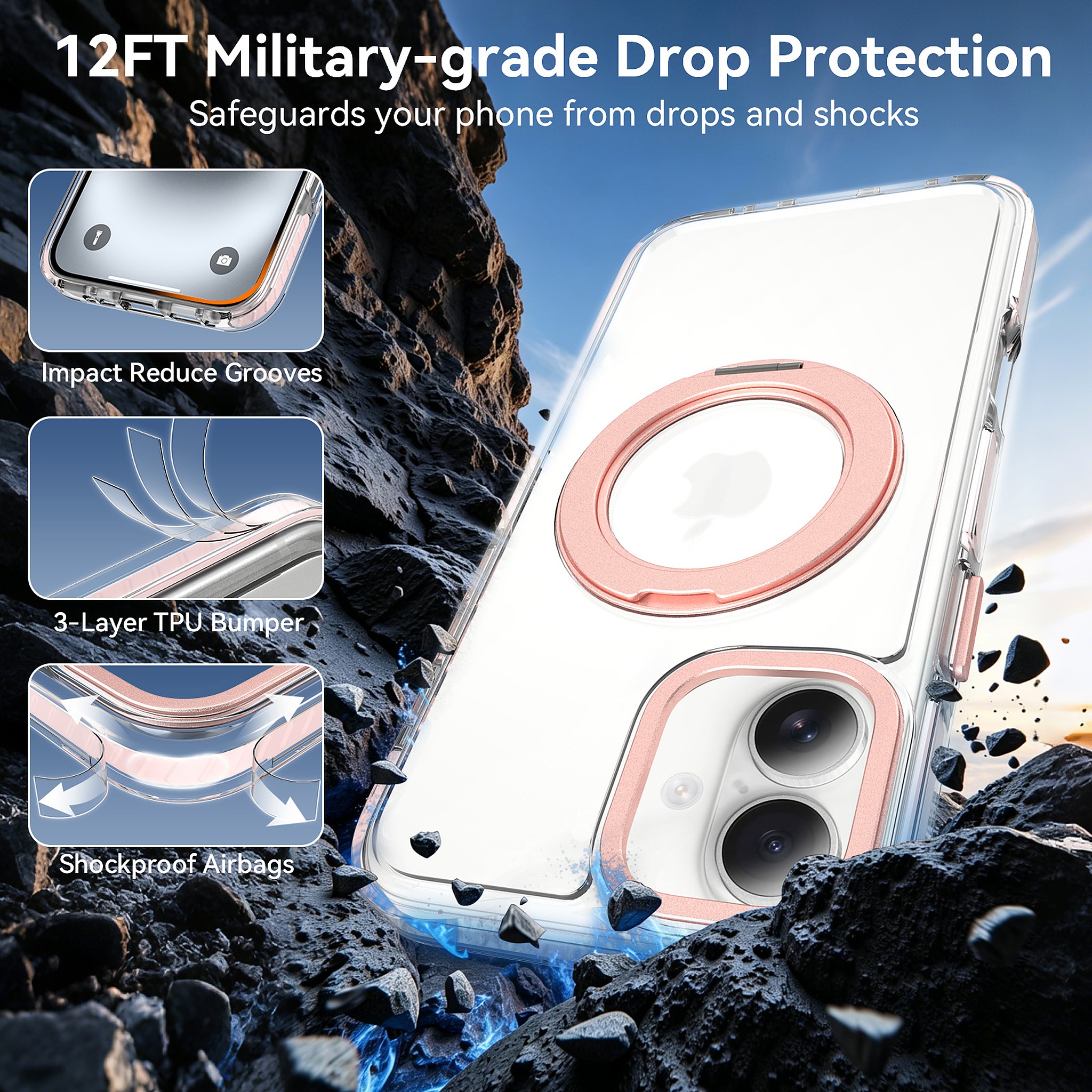 SendaFit Iridescent Clear 360° Stand Case for iPhone 16 Plus detail 19