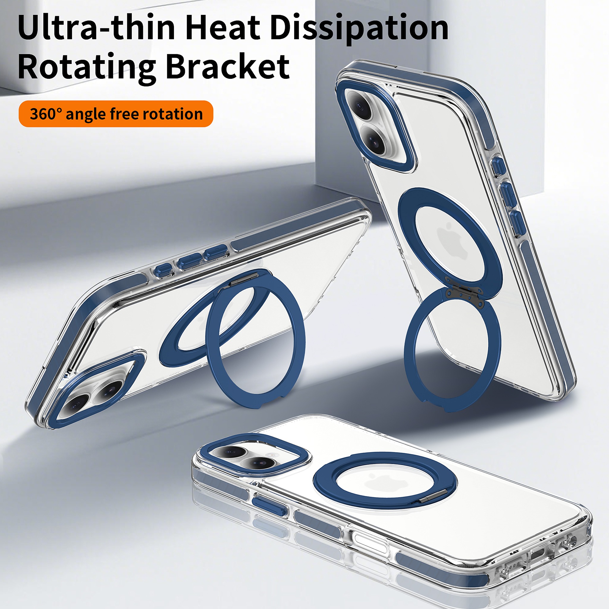 SendaFit Iridescent Clear 360° Stand Case for iPhone 16 Plus detail 5