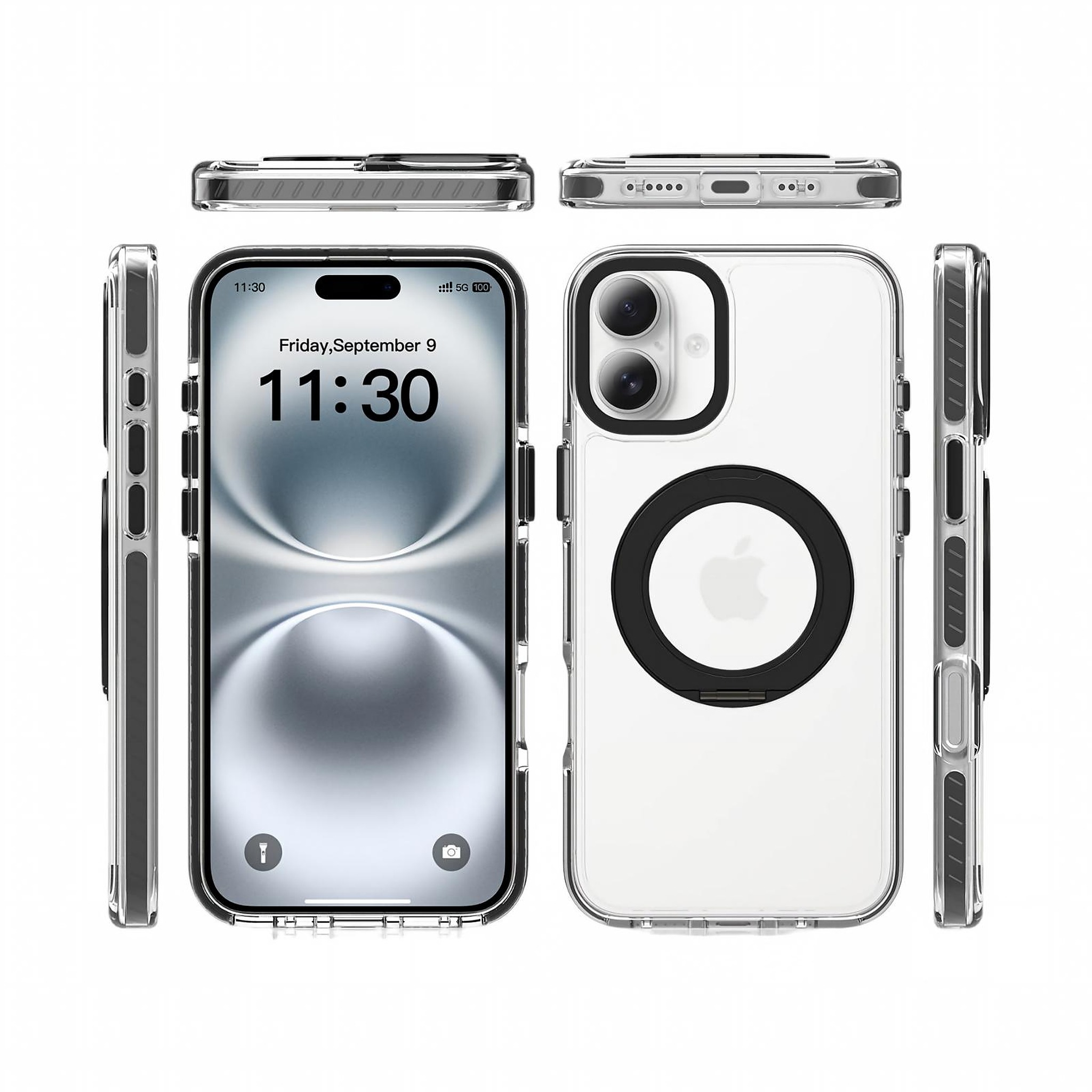SendaFit Iridescent Clear 360° Stand Case for iPhone 16 Plus
