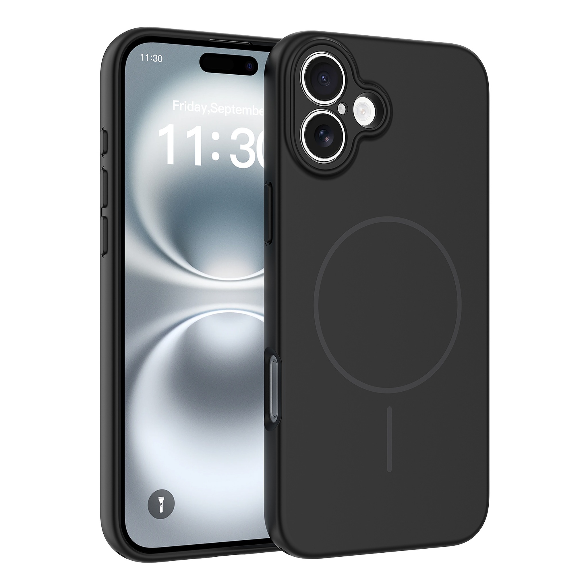 SendaFit Solid-Color Two-in-One MagSafe Case for iPhone 16 Plus - Black