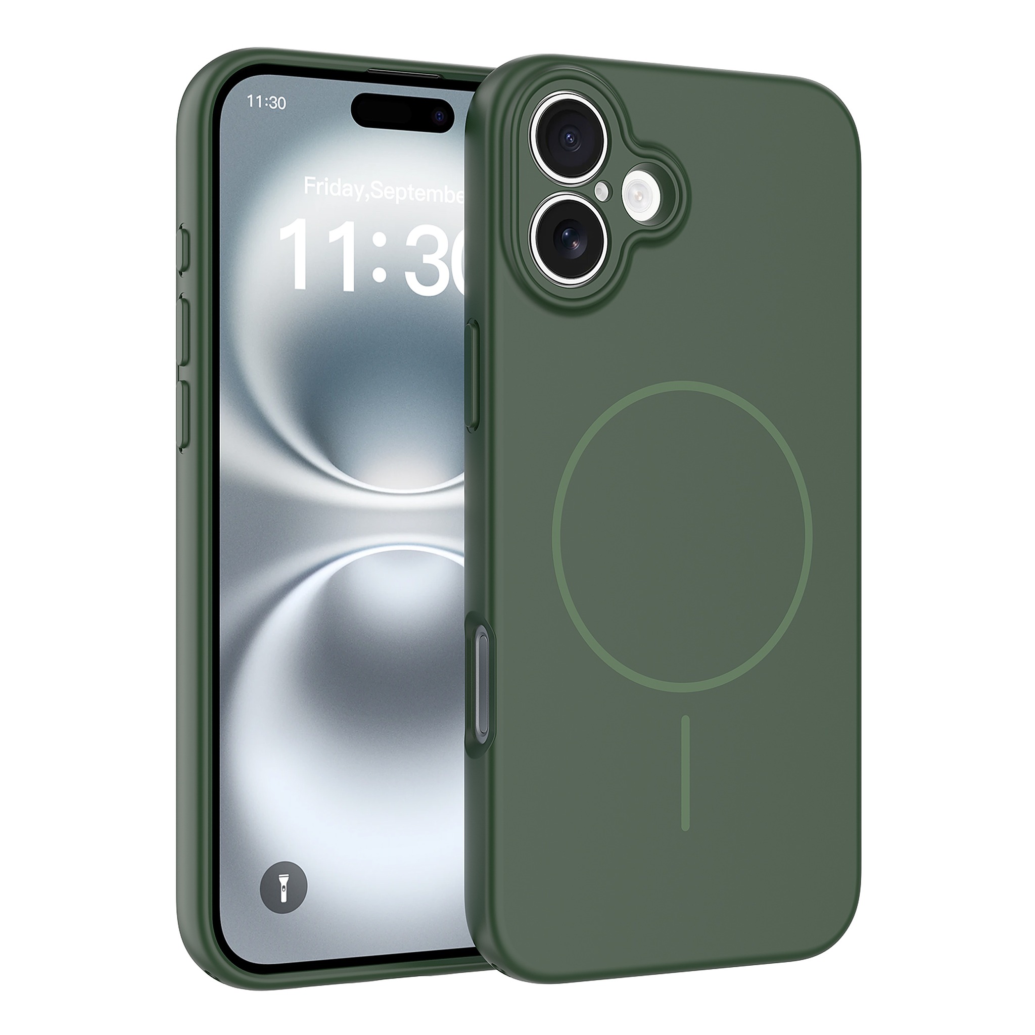 SendaFit Solid-Color Two-in-One MagSafe Case for iPhone 16 Plus - Dark Green