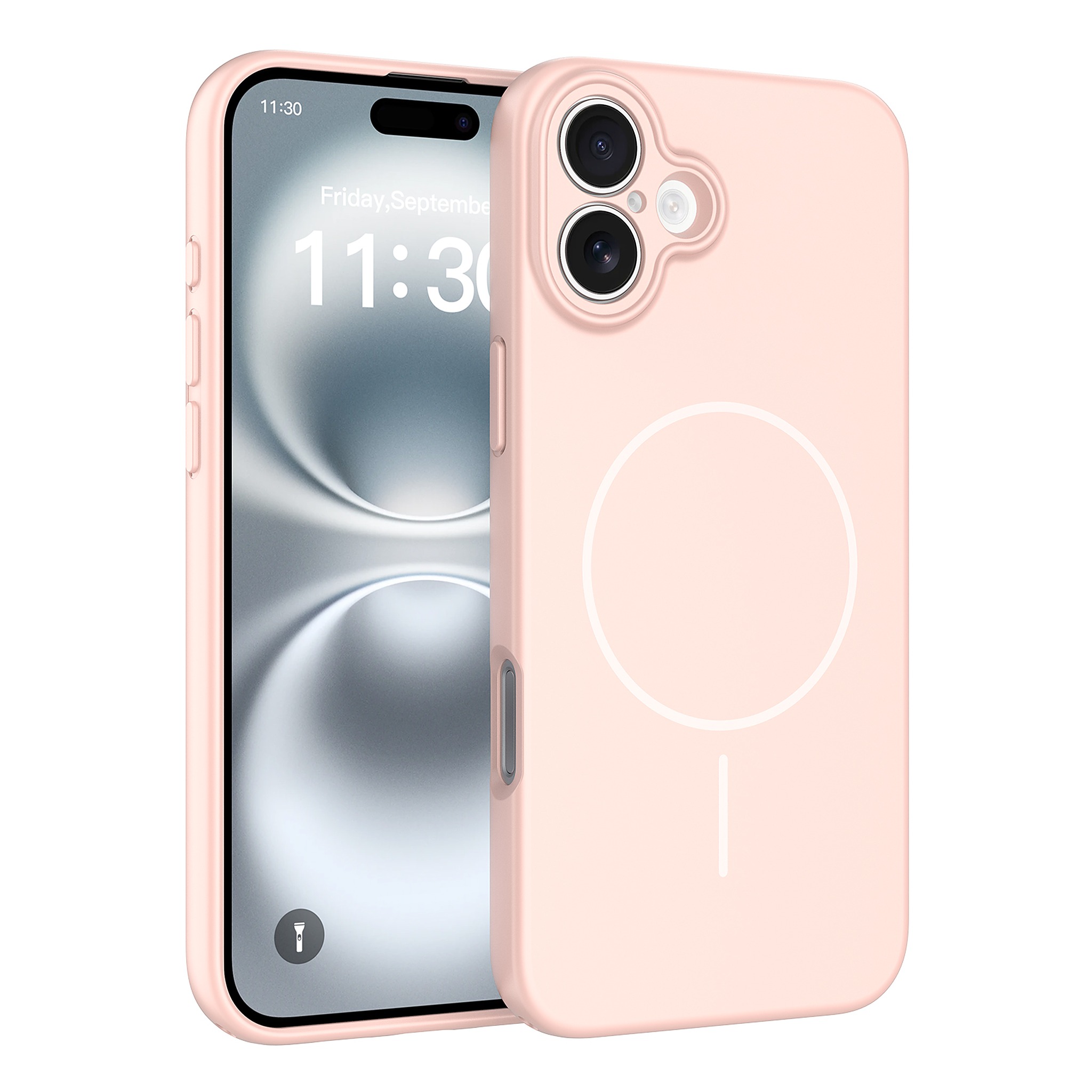 SendaFit Solid-Color Two-in-One MagSafe Case for iPhone 16 Plus - Light Pink