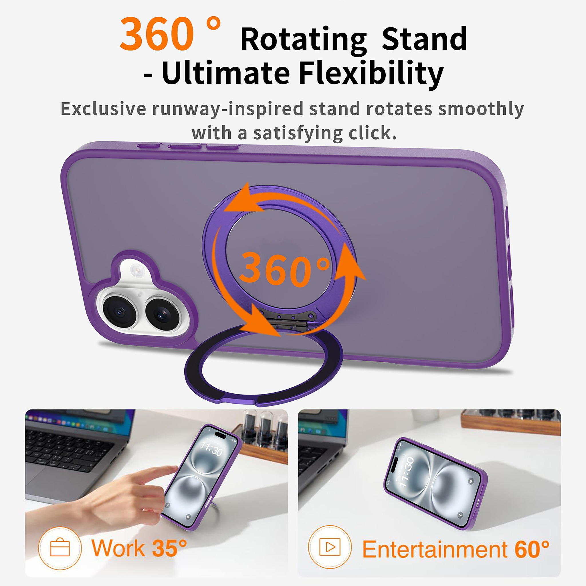 SendaFit Matte Skin-Feel 360° Stand Case for iPhone 16 Plus detail 17