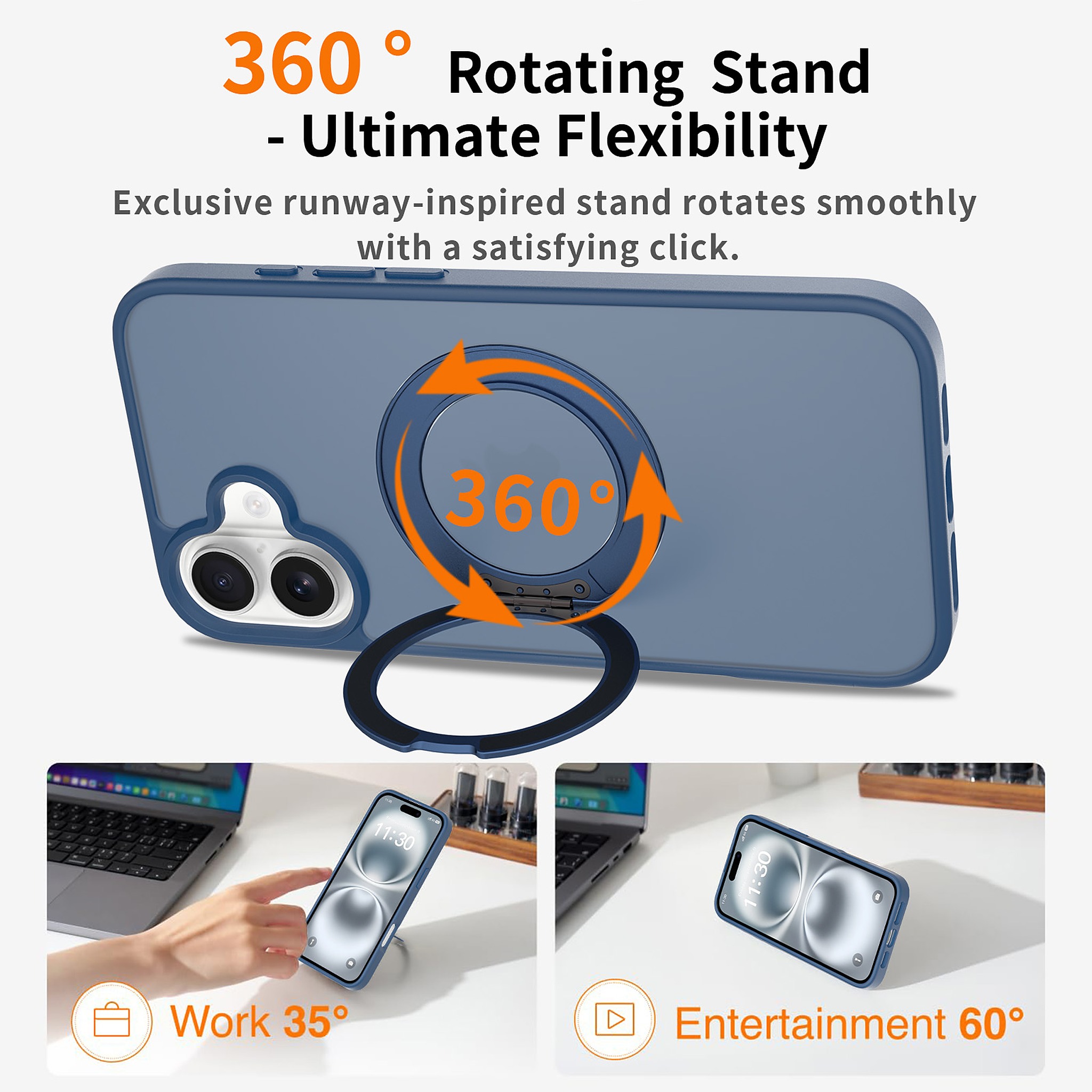 SendaFit Matte Skin-Feel 360° Stand Case for iPhone 16 Plus detail 23