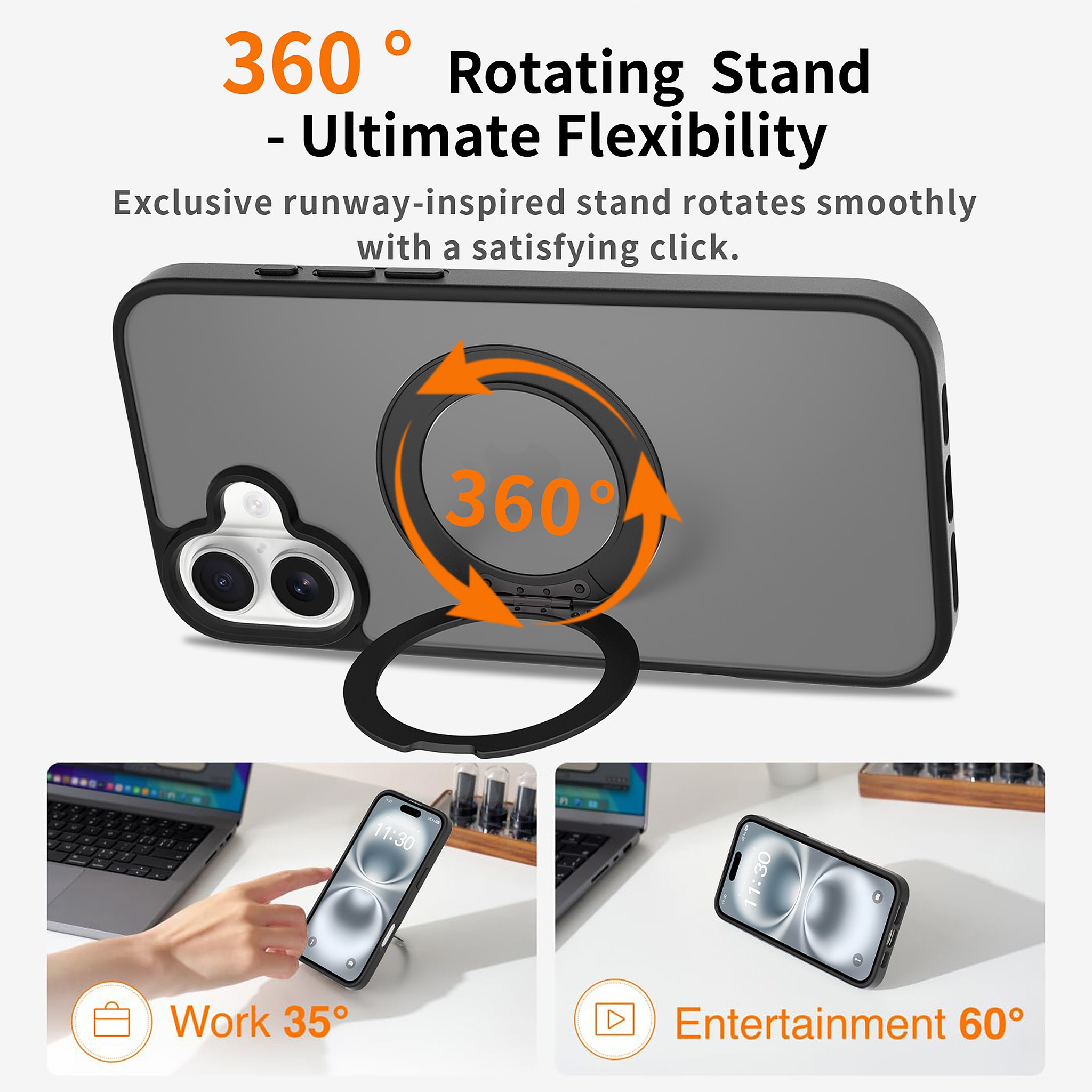 SendaFit Matte Skin-Feel 360° Stand Case for iPhone 16 Plus detail 27
