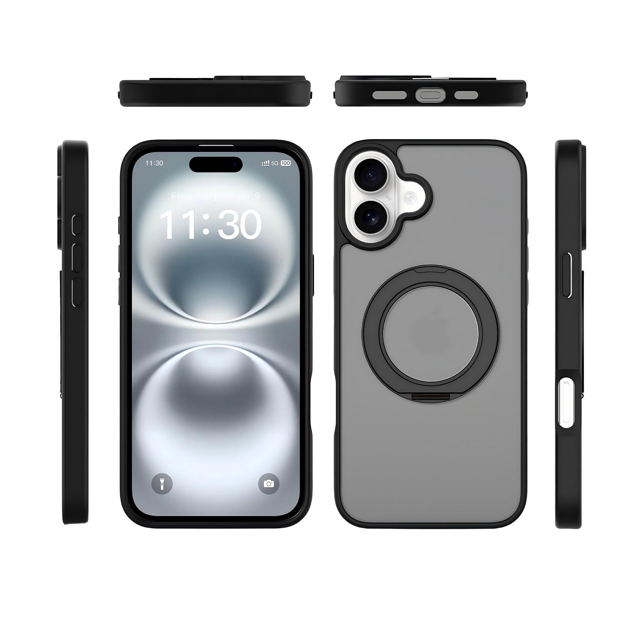 SendaFit Matte Skin-Feel 360° Stand Case for iPhone 16 Plus