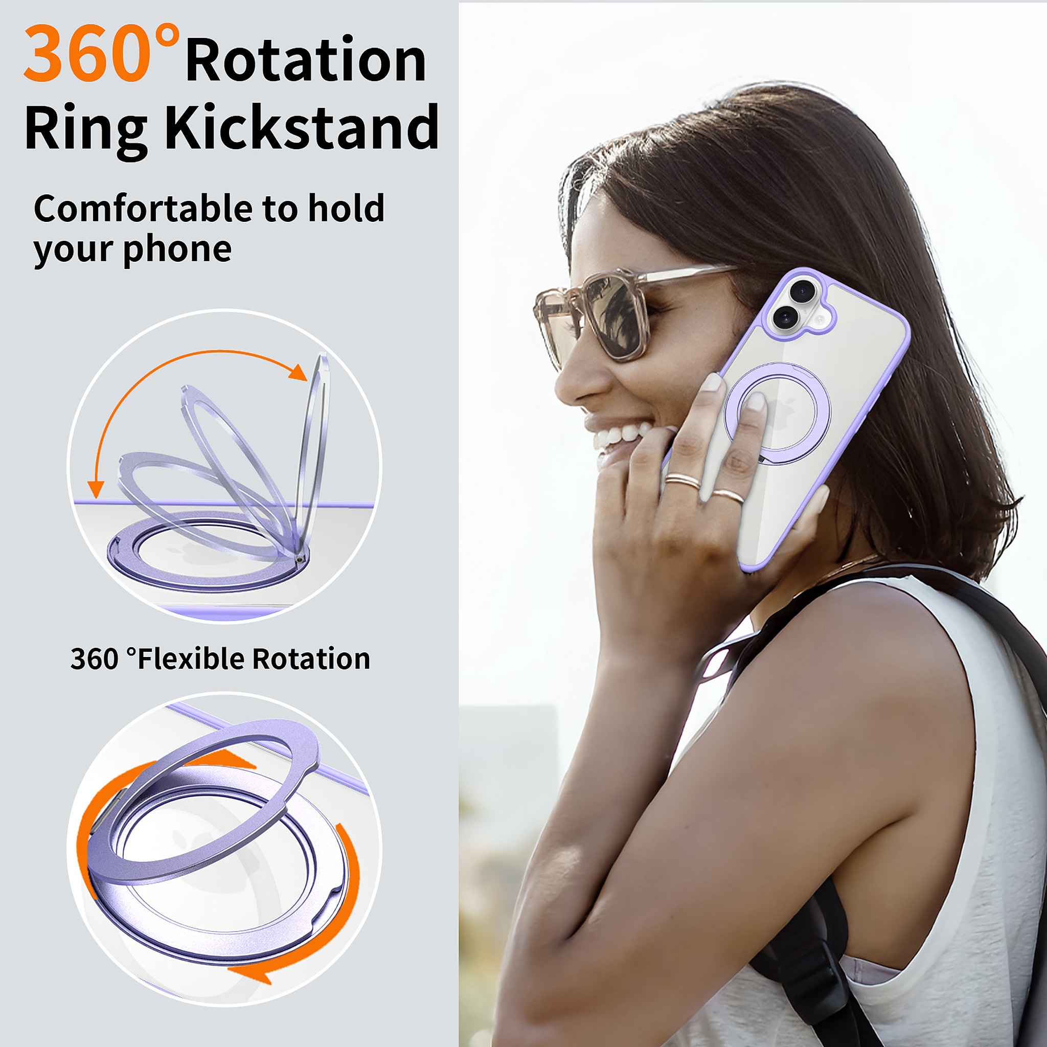 SendaFit Clear 360° Stand Case for iPhone 16 Plus detail 11