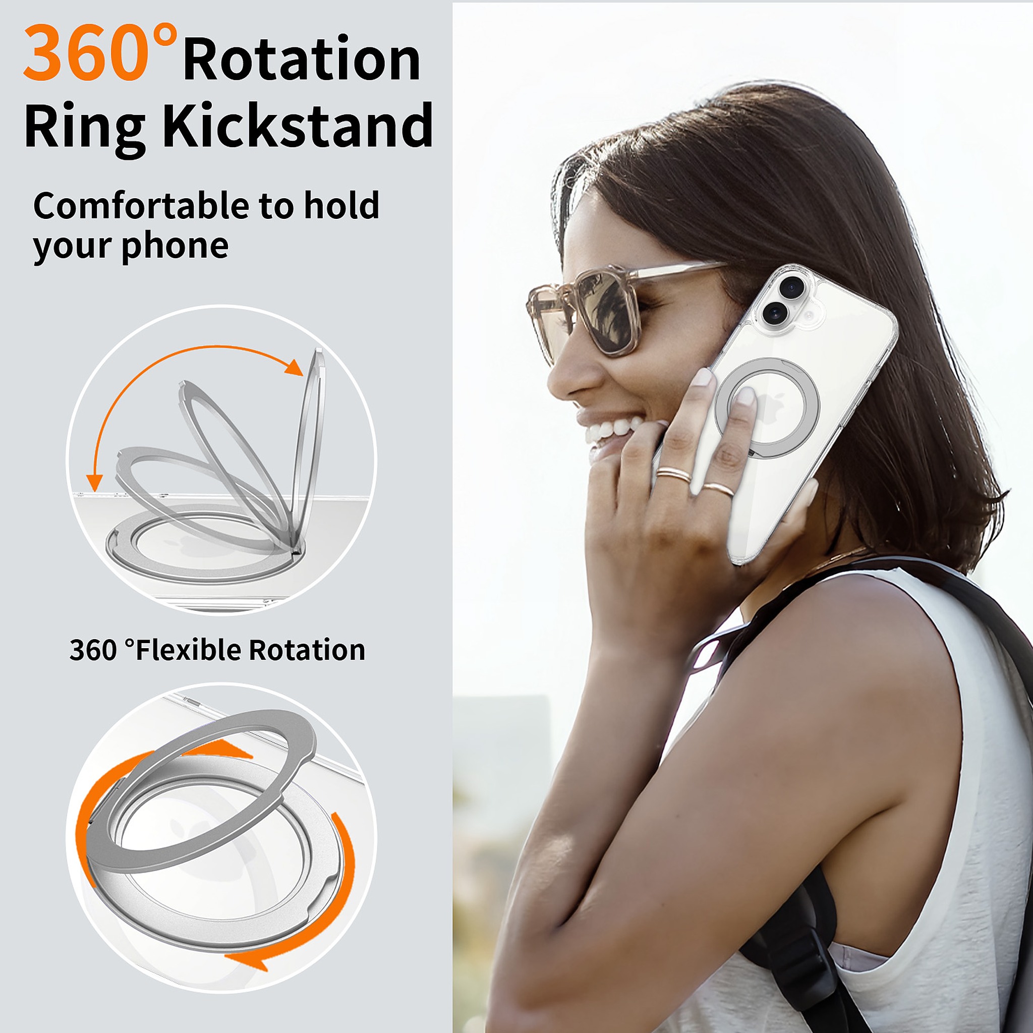 SendaFit Clear 360° Stand Case for iPhone 16 Plus detail 26