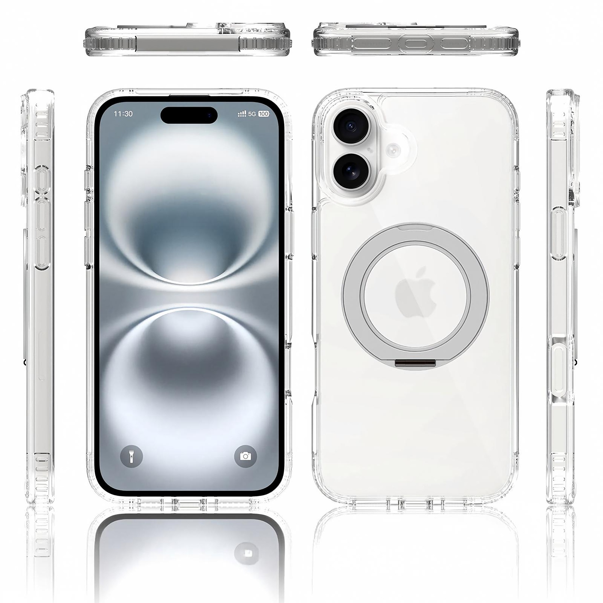SendaFit Clear 360° Stand Case for iPhone 16 Plus