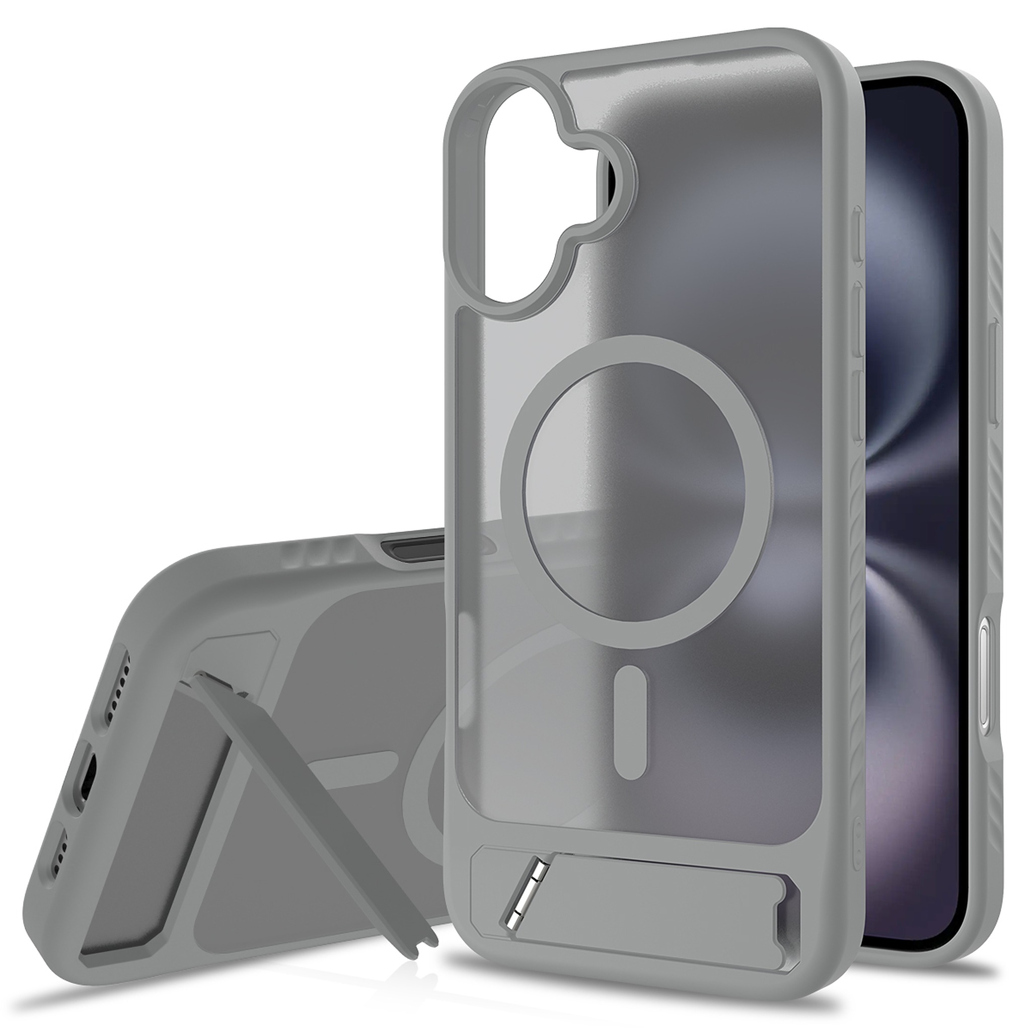 SendaFit Matte 45° Kickstand Case for iPhone 16 Plus - Dark Gray