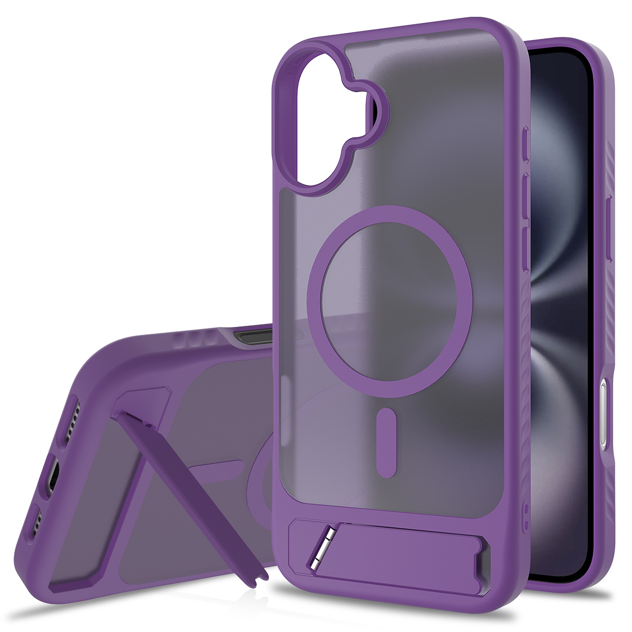 SendaFit Matte 45° Kickstand Case for iPhone 16 Plus - Deep Purple