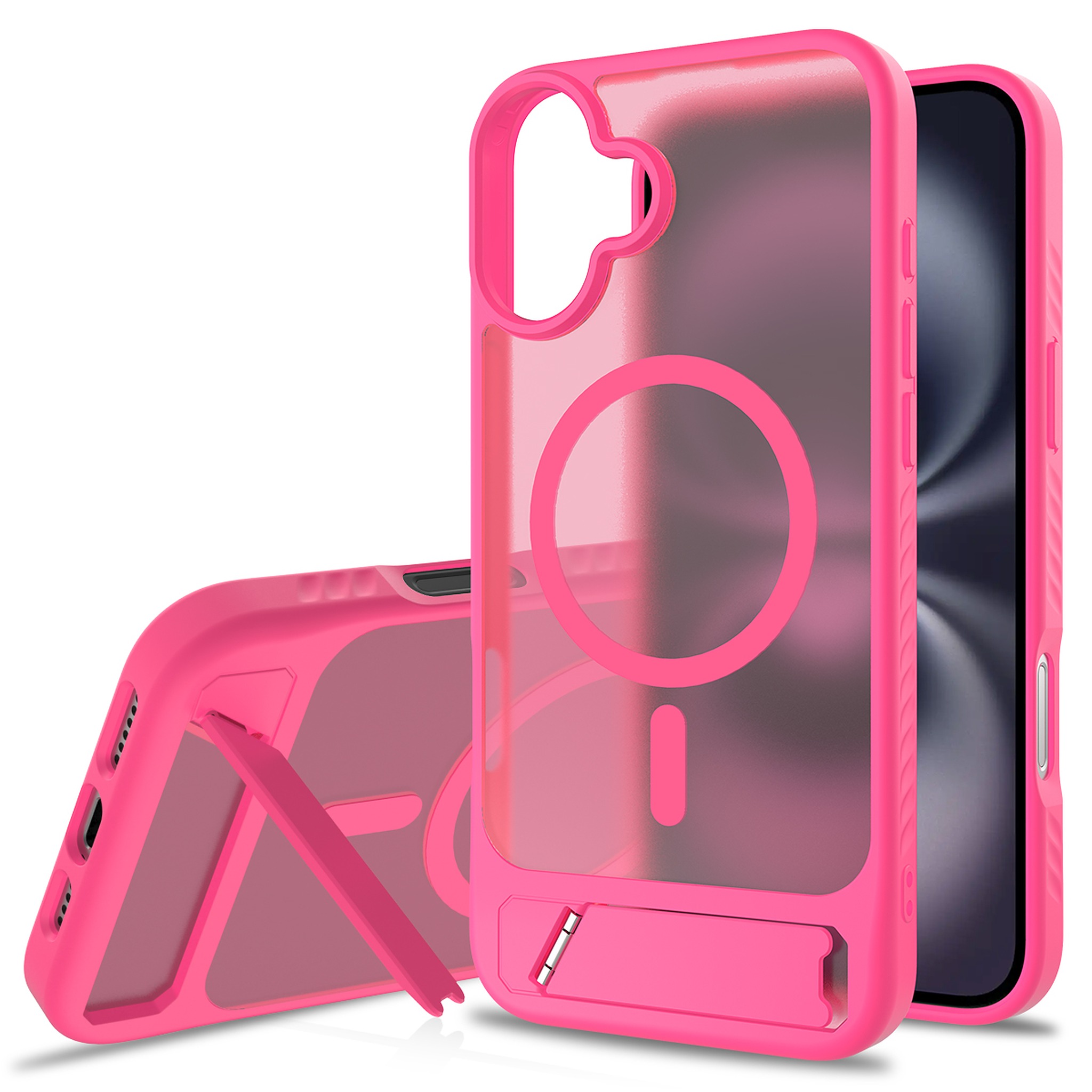 SendaFit Matte 45° Kickstand Case for iPhone 16 Plus - Rose Red