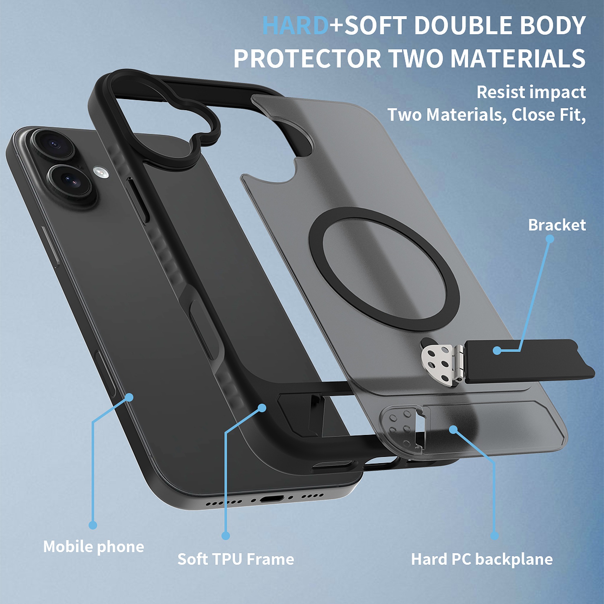 SendaFit Matte 45° Kickstand Case for iPhone 16 Plus detail 18