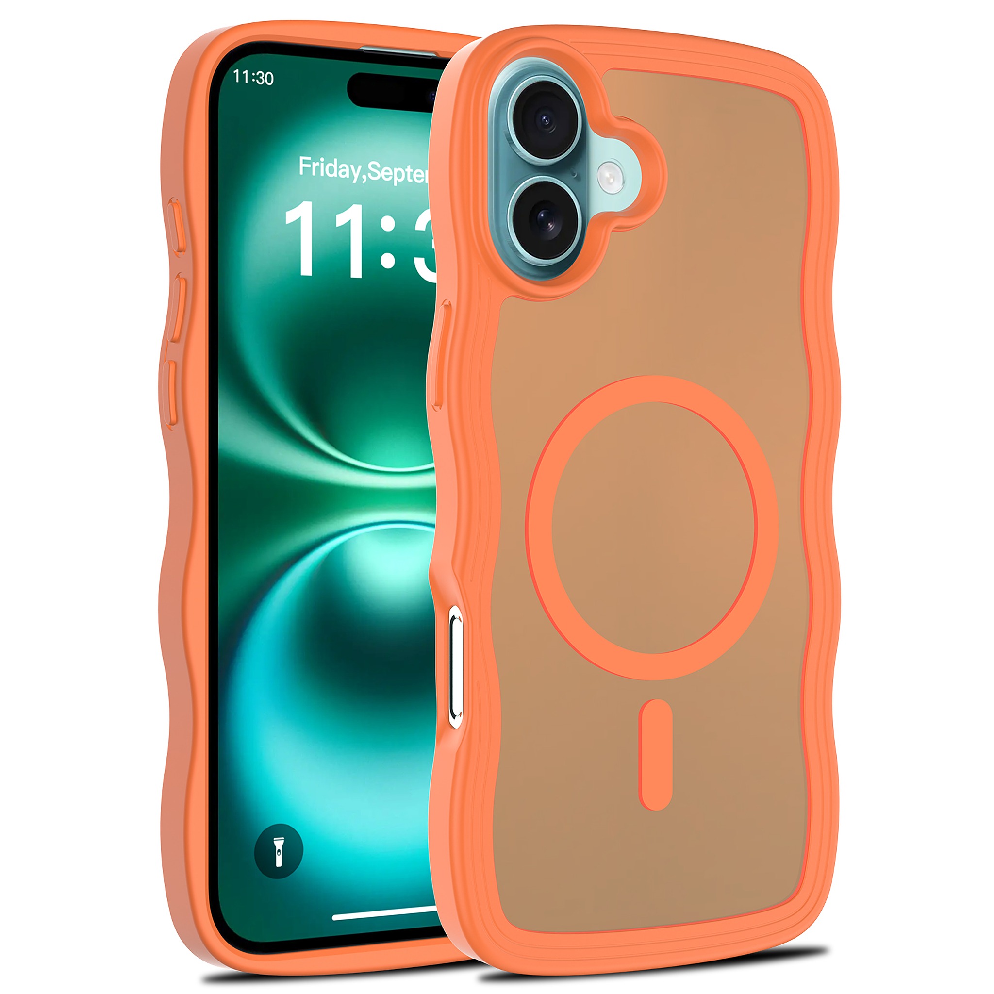 SendaFit Skin-Feel Two-in-One MagSafe Case for iPhone 16 Plus (Orange Accent) - Orange